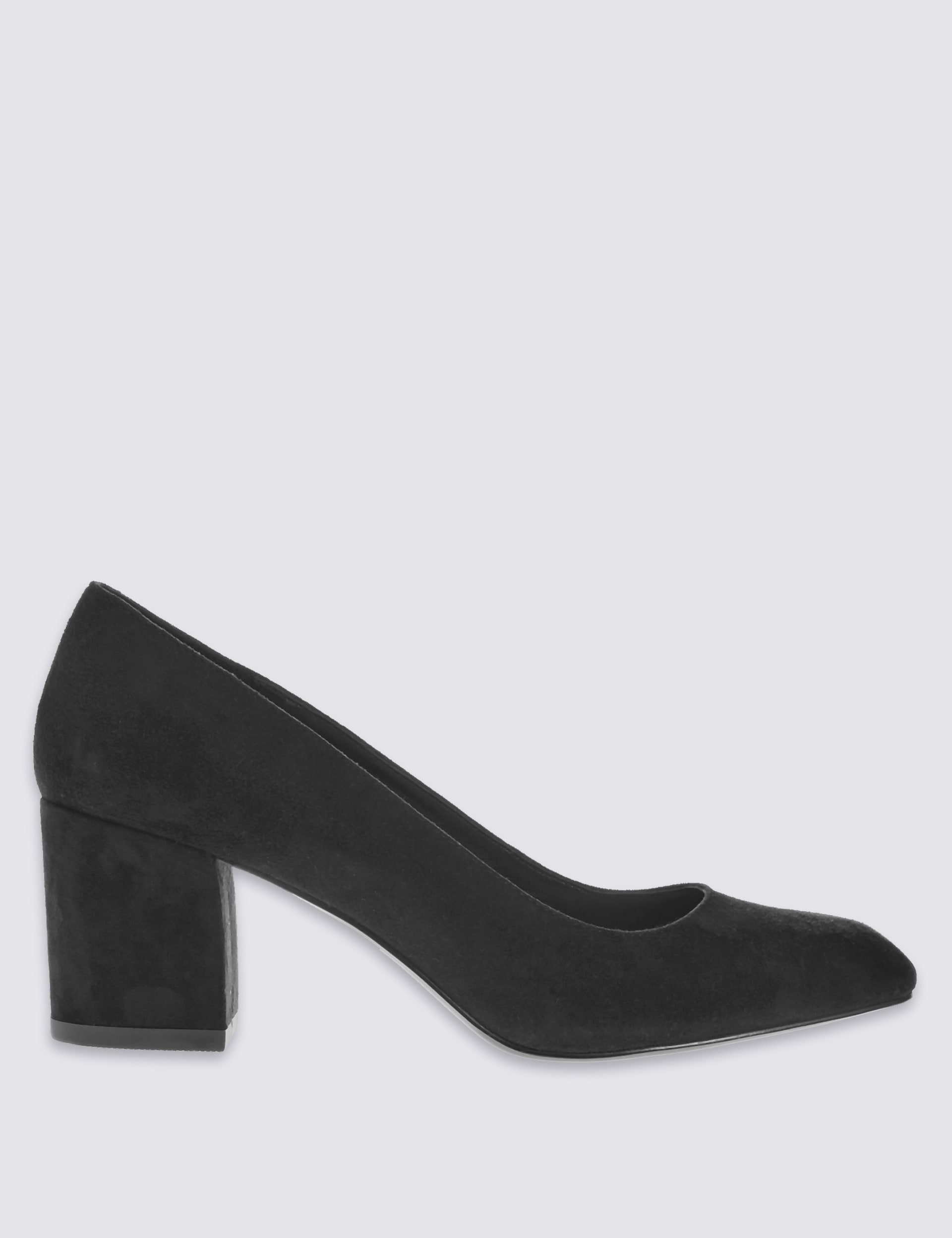 Wide Fit Suede Block Heel Court Shoes Image 2 of 7
