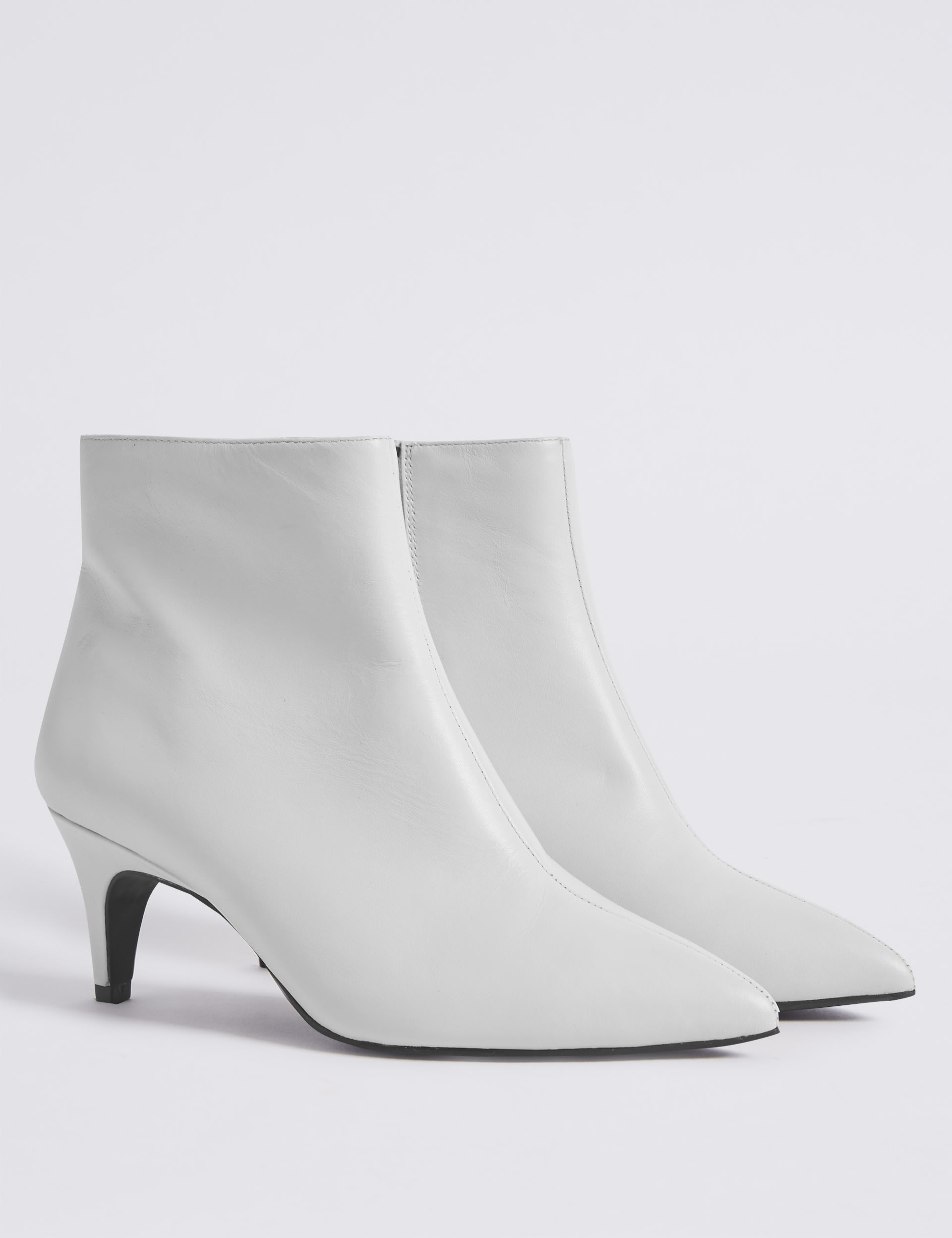 Wide Fit Leather Kitten Ankle Boots Image 2 of 6