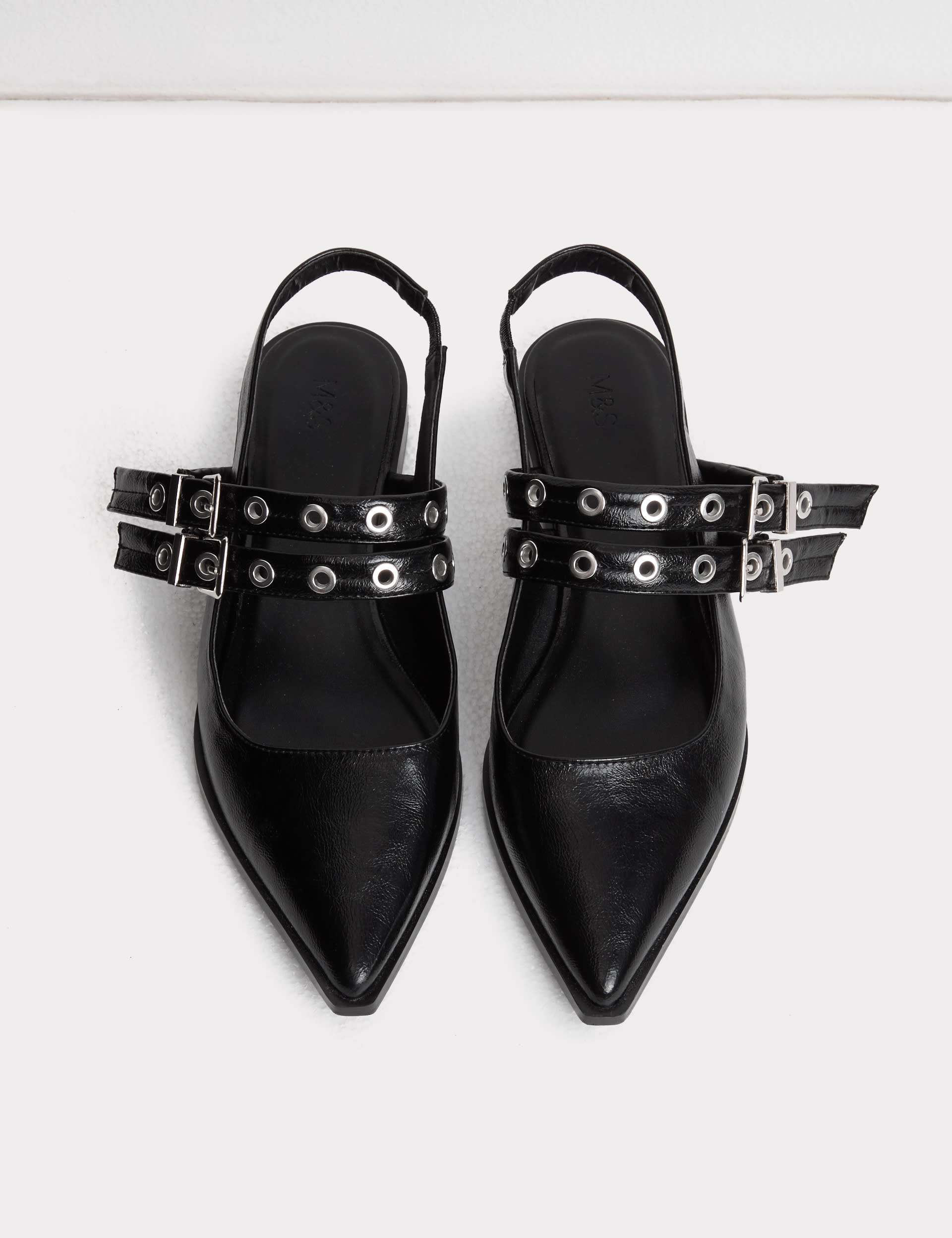 Patent Buckle Slingback Shoes