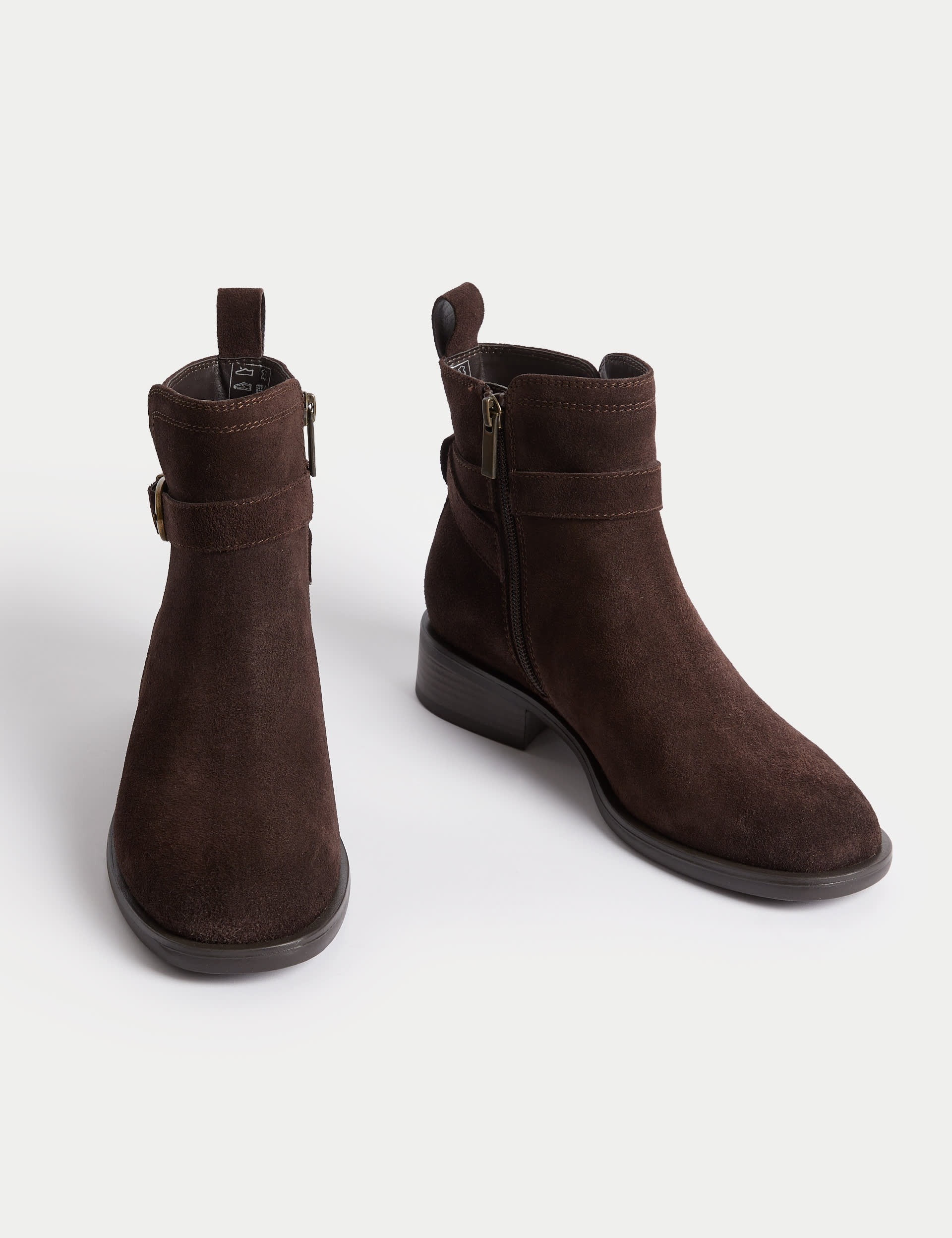 Suede Buckle Ankle Boots