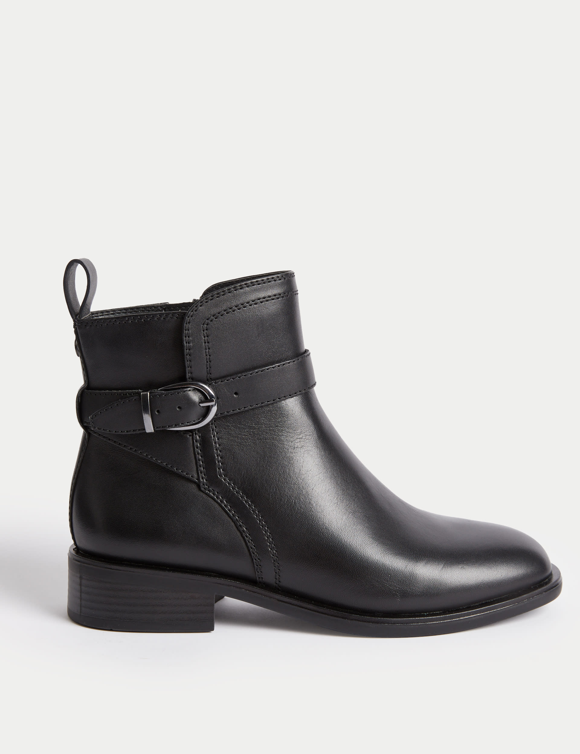 Leather Buckle Flatform Ankle Boots M S Collection M S