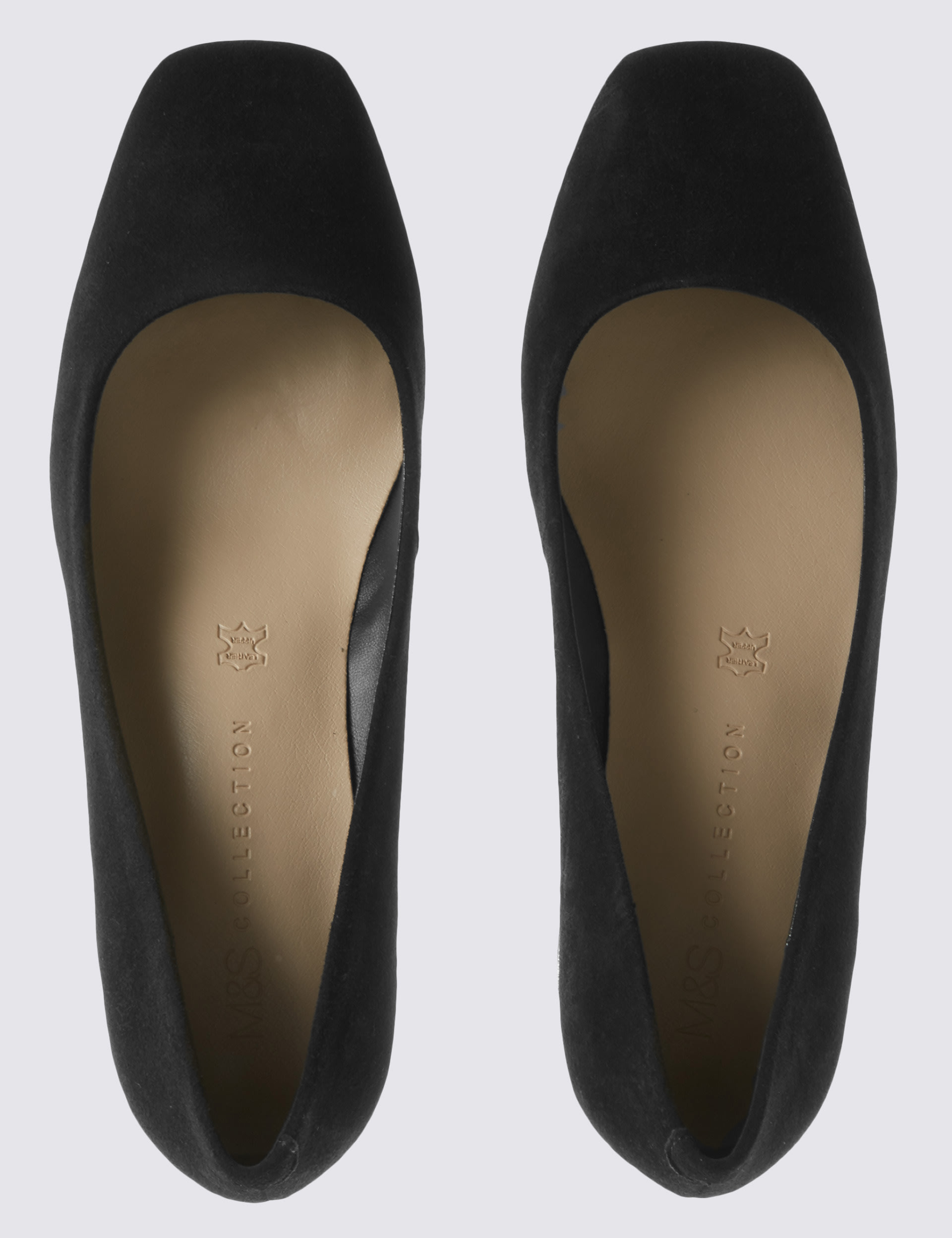 Suede Block Heel Square Toe Court Shoes Image 2 of 6
