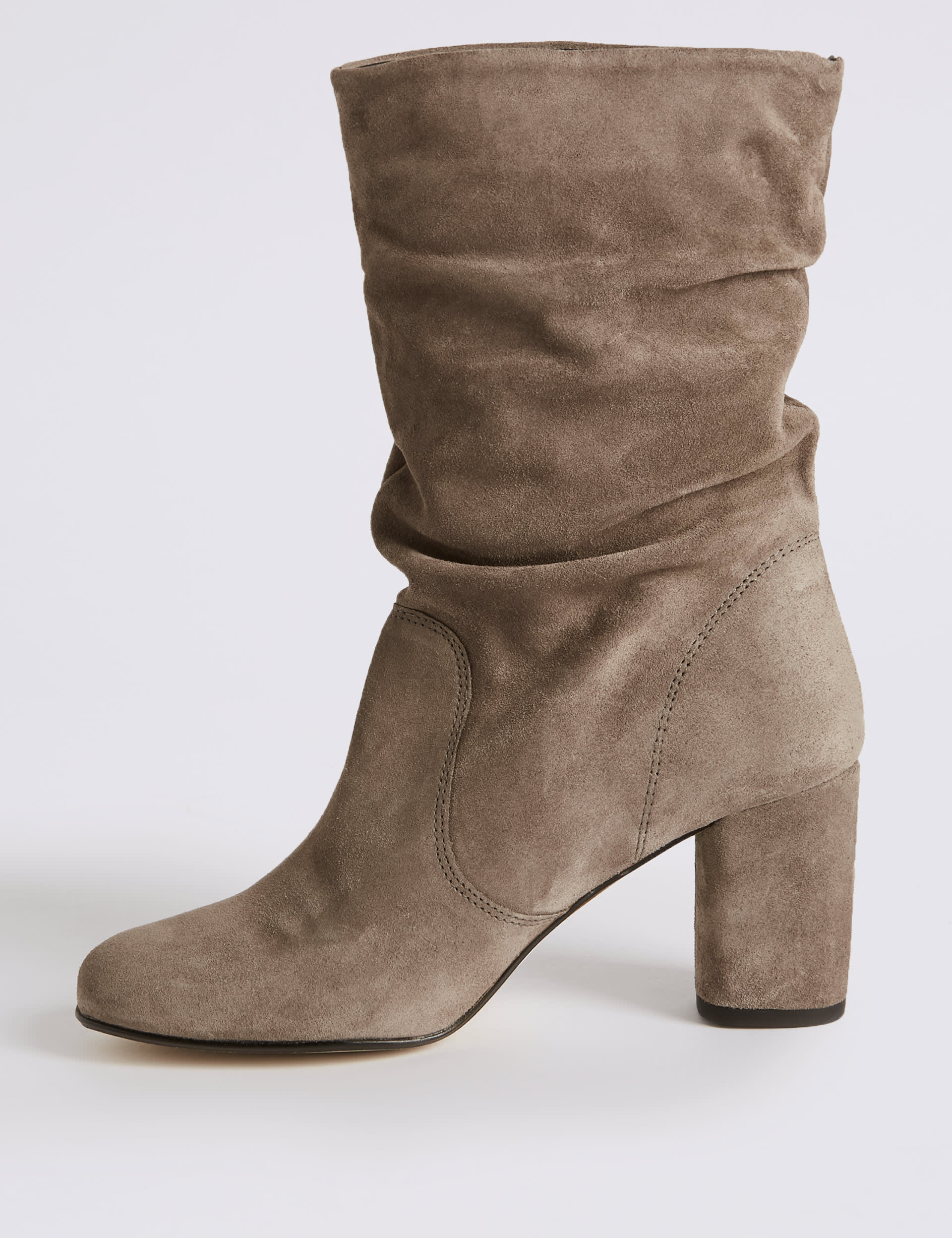 Suede Block Heel Mid-calf Boots Image 2 of 6