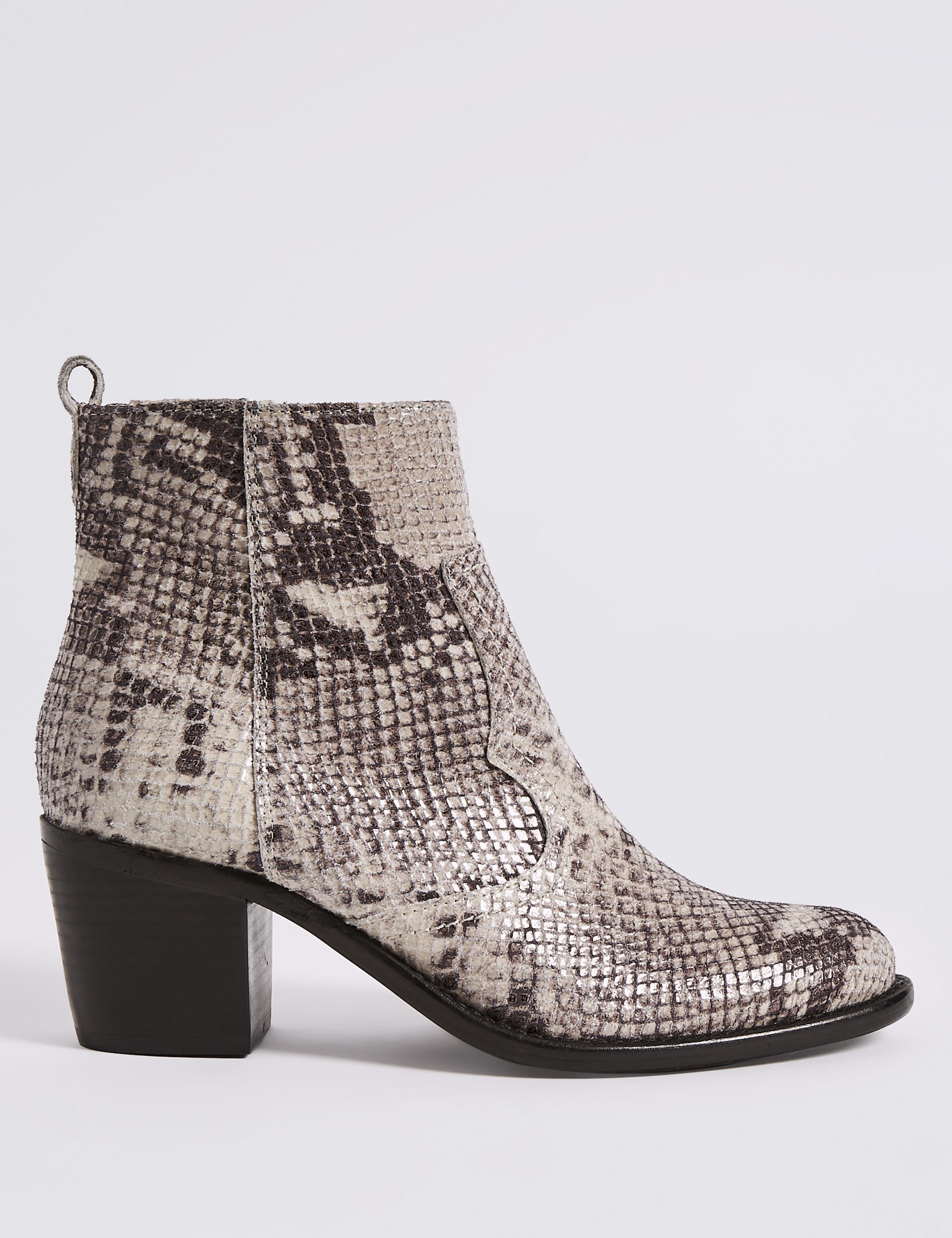Leather Block Heel Ankle Boots Image 2 of 7