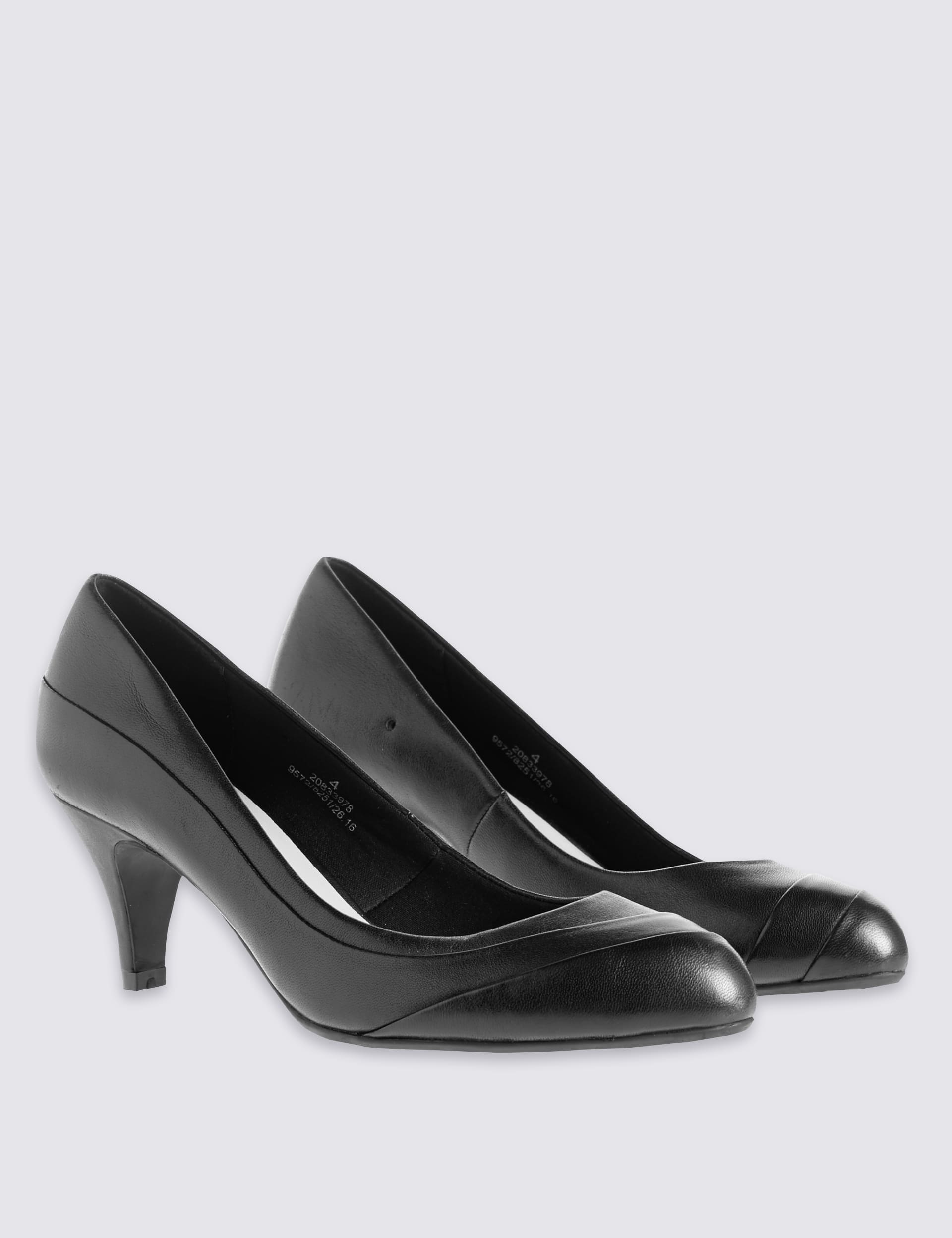 Leather Stiletto Pleated Court Shoes Image 2 of 7