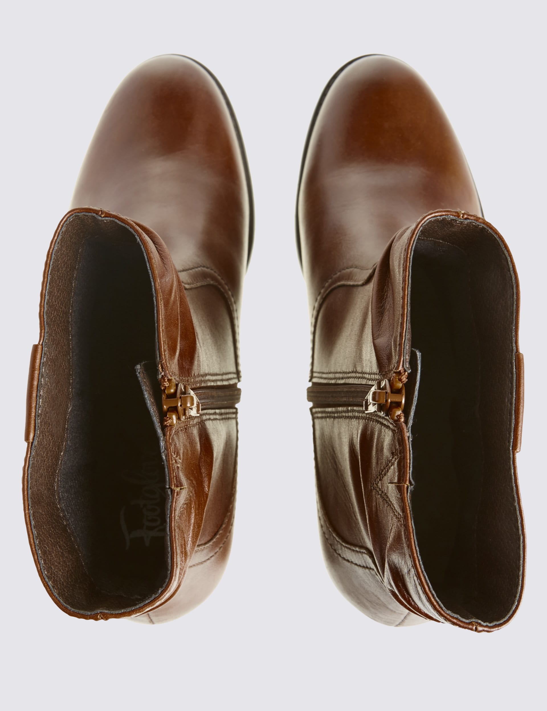 Leather Block Heel Ruched Jean Ankle Boots Image 2 of 7