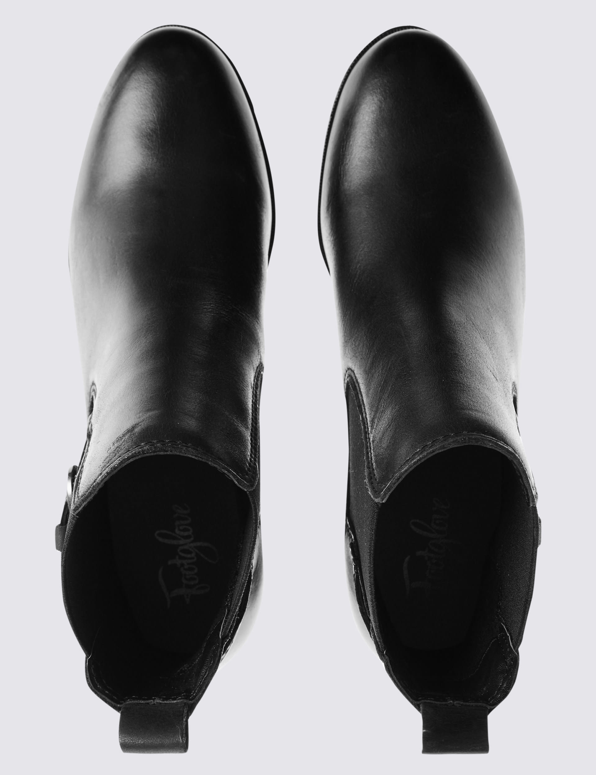 Leather Angular Ankle Boots with Footglove™ Image 2 of 6