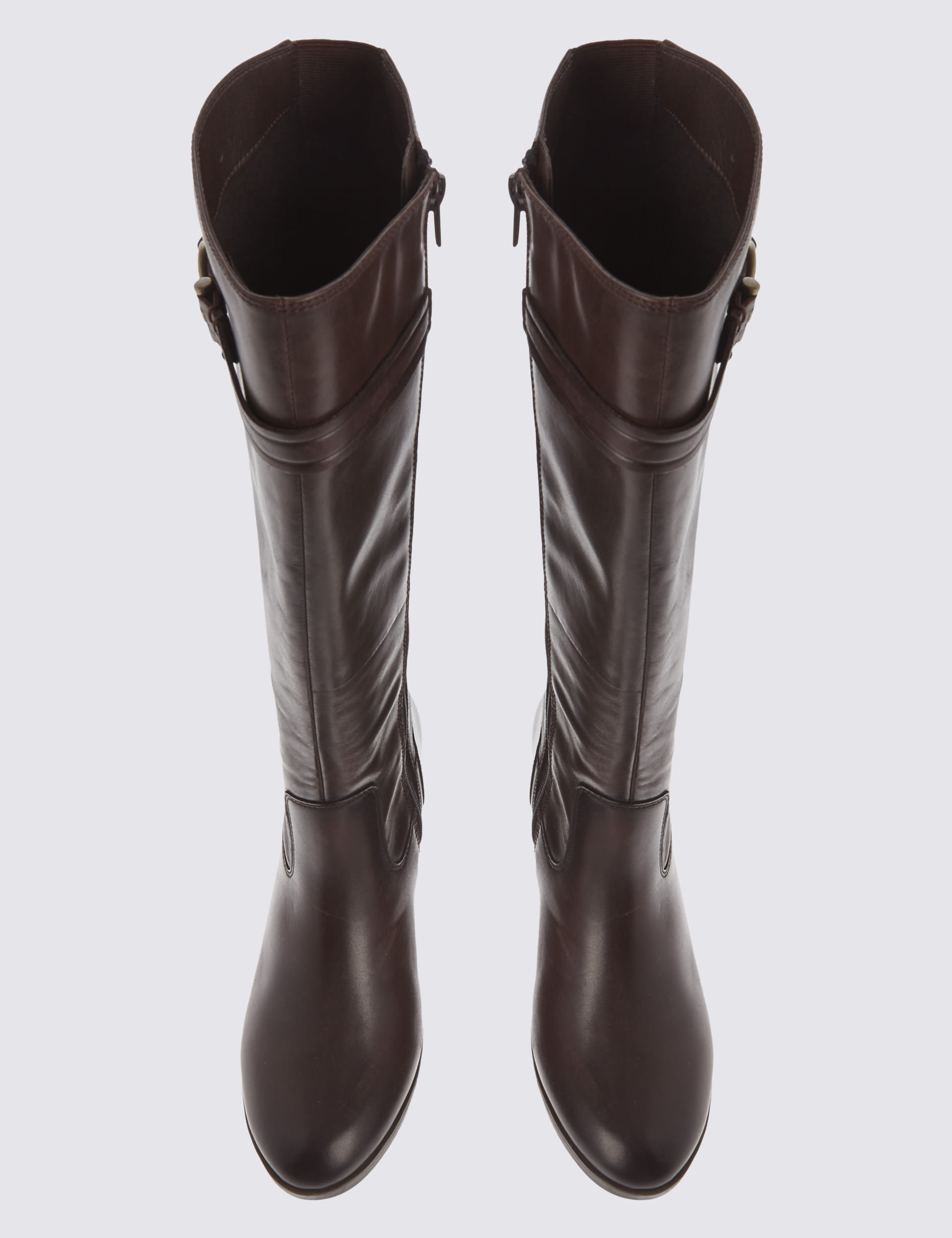 Wide Fit Leather Angular Knee High Boots Image 2 of 6