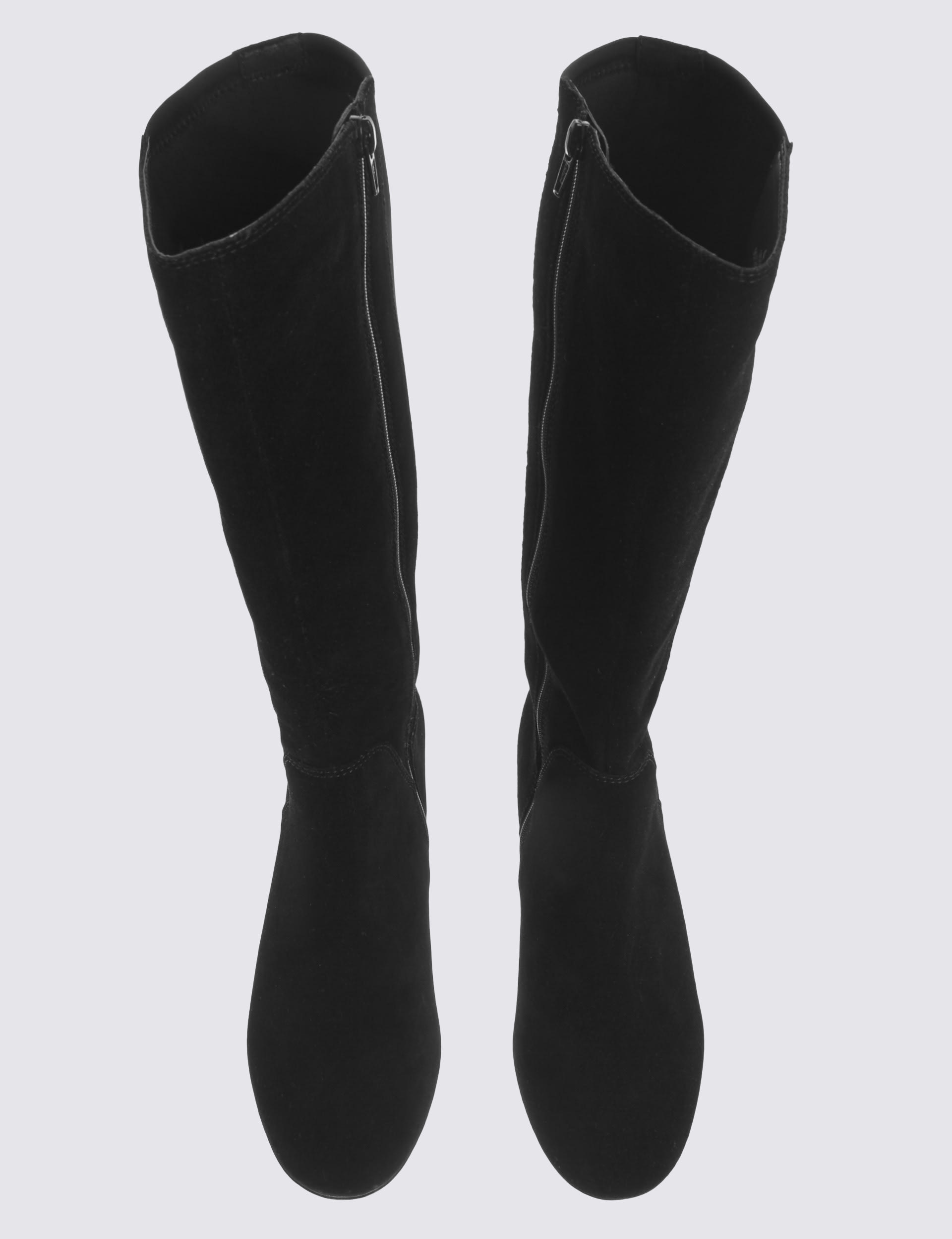 Wide Fit Suede Angular Knee High Boots Image 2 of 6