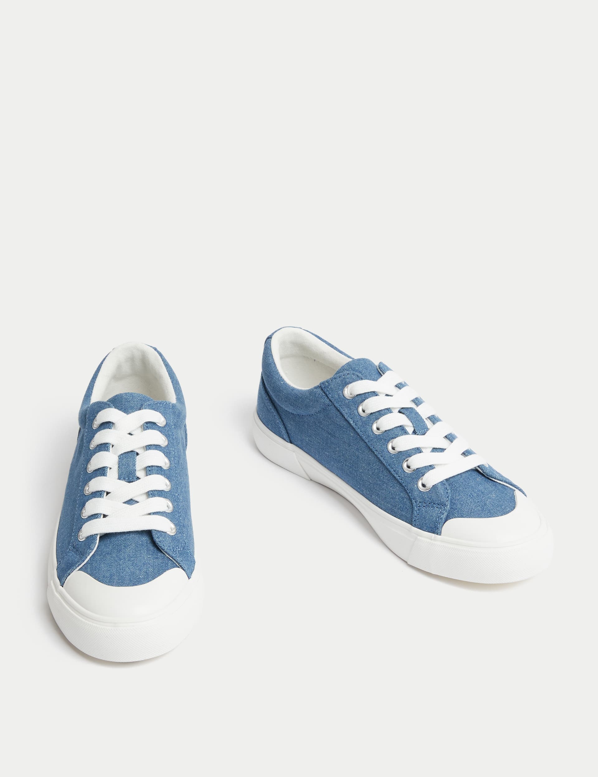 Canvas Lace Up Eyelet Detail Trainers