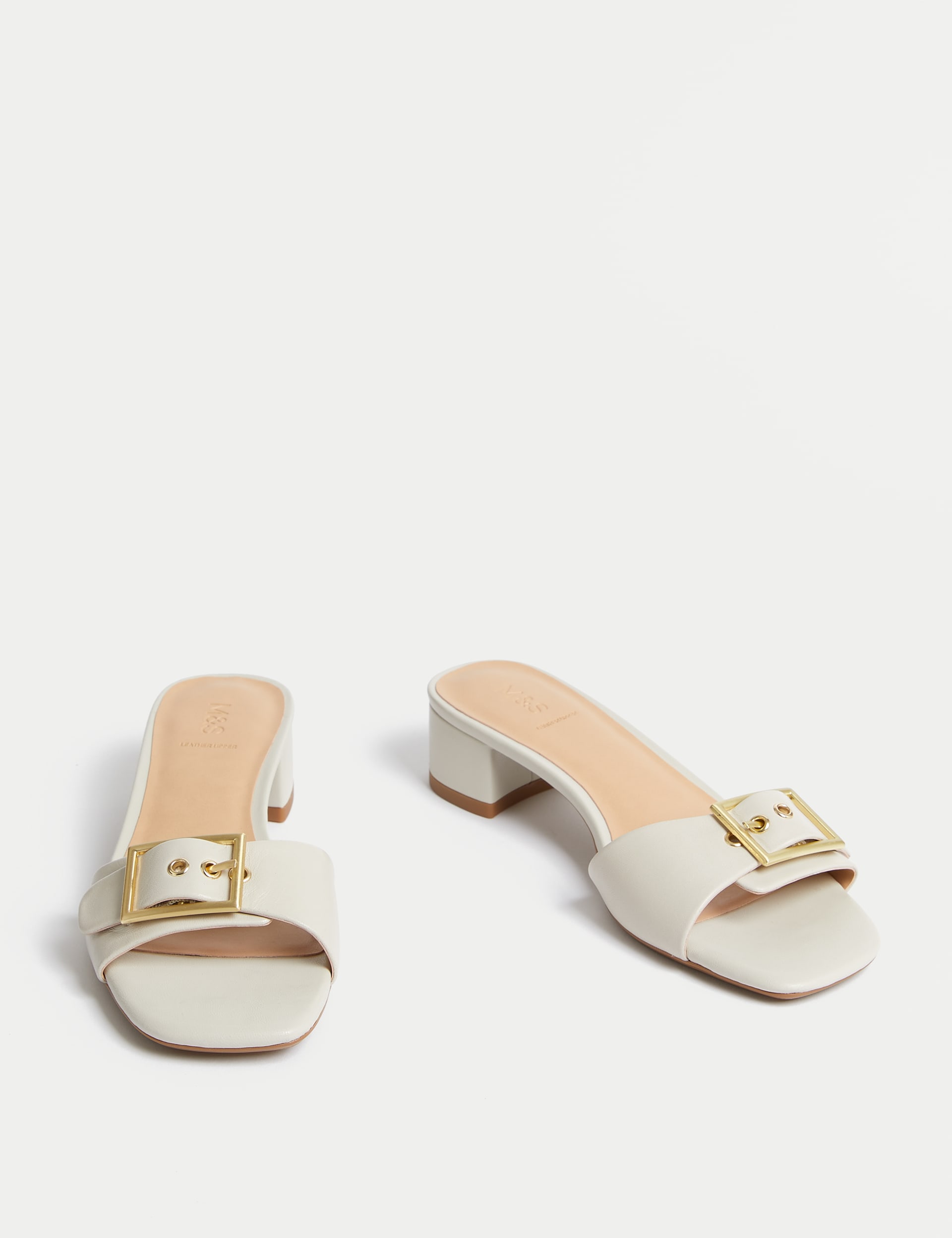 Leather Buckle Block Heel Sandals