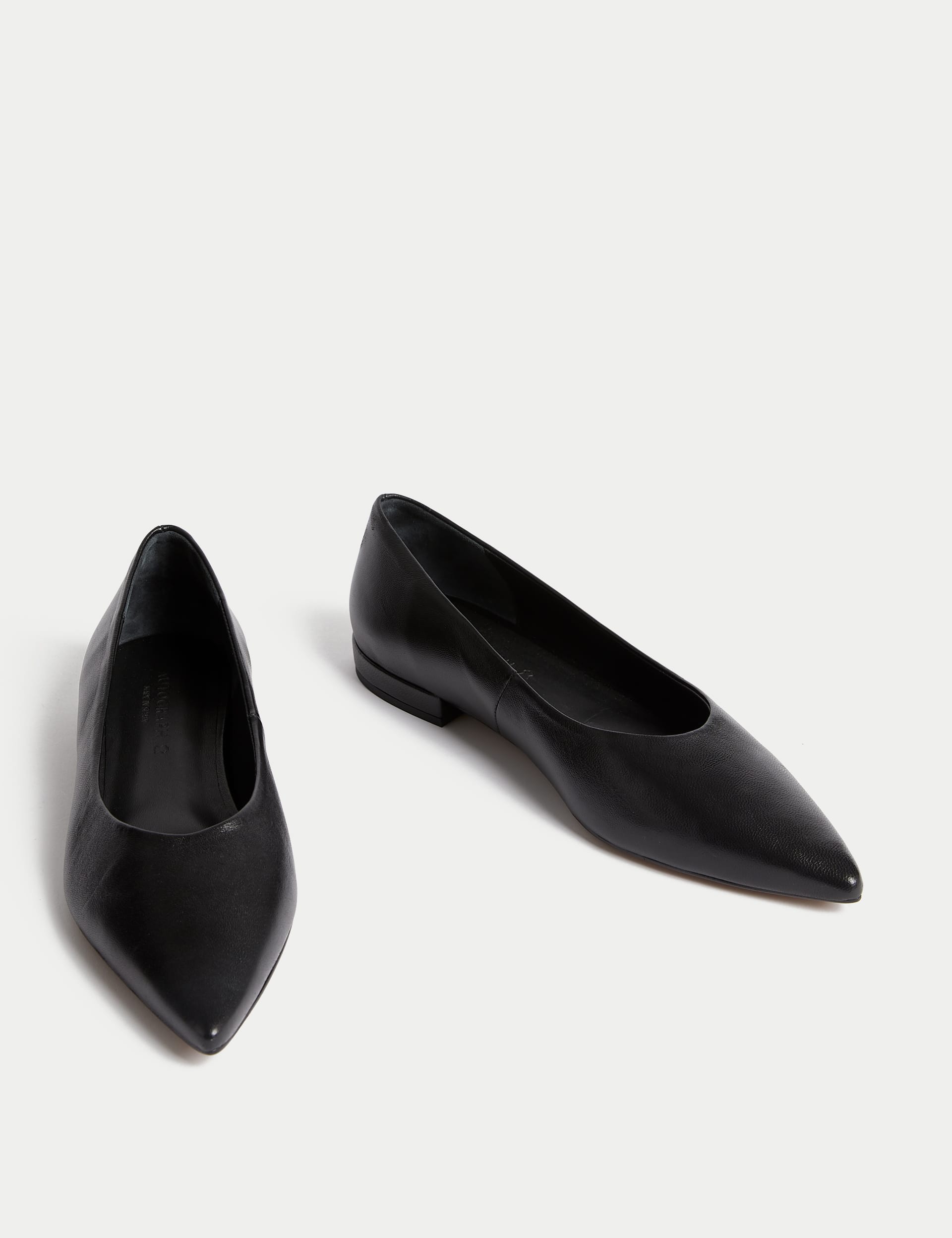 Leather Slip On Flat Pointed Pumps