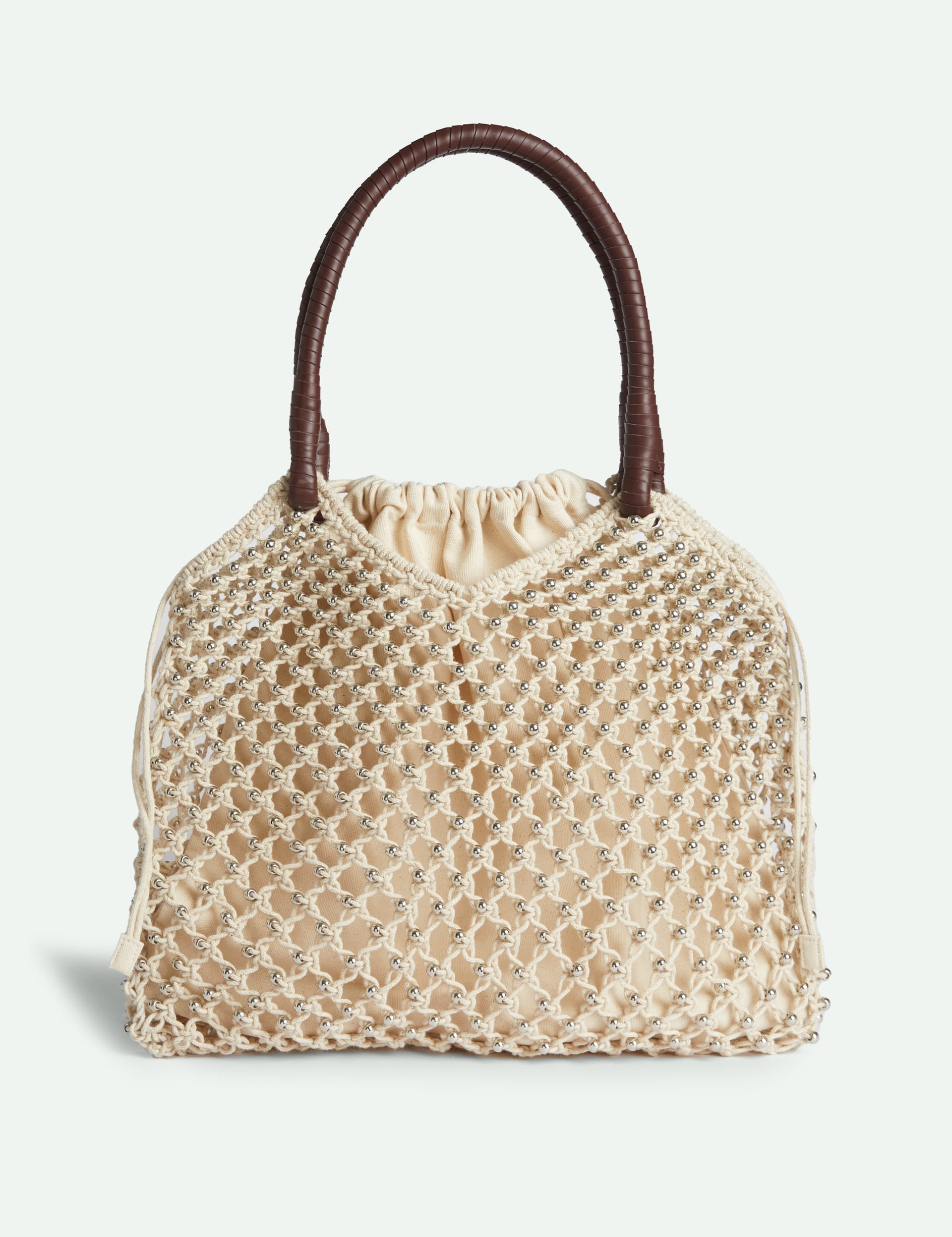 Metallic Beaded Macramé Bag