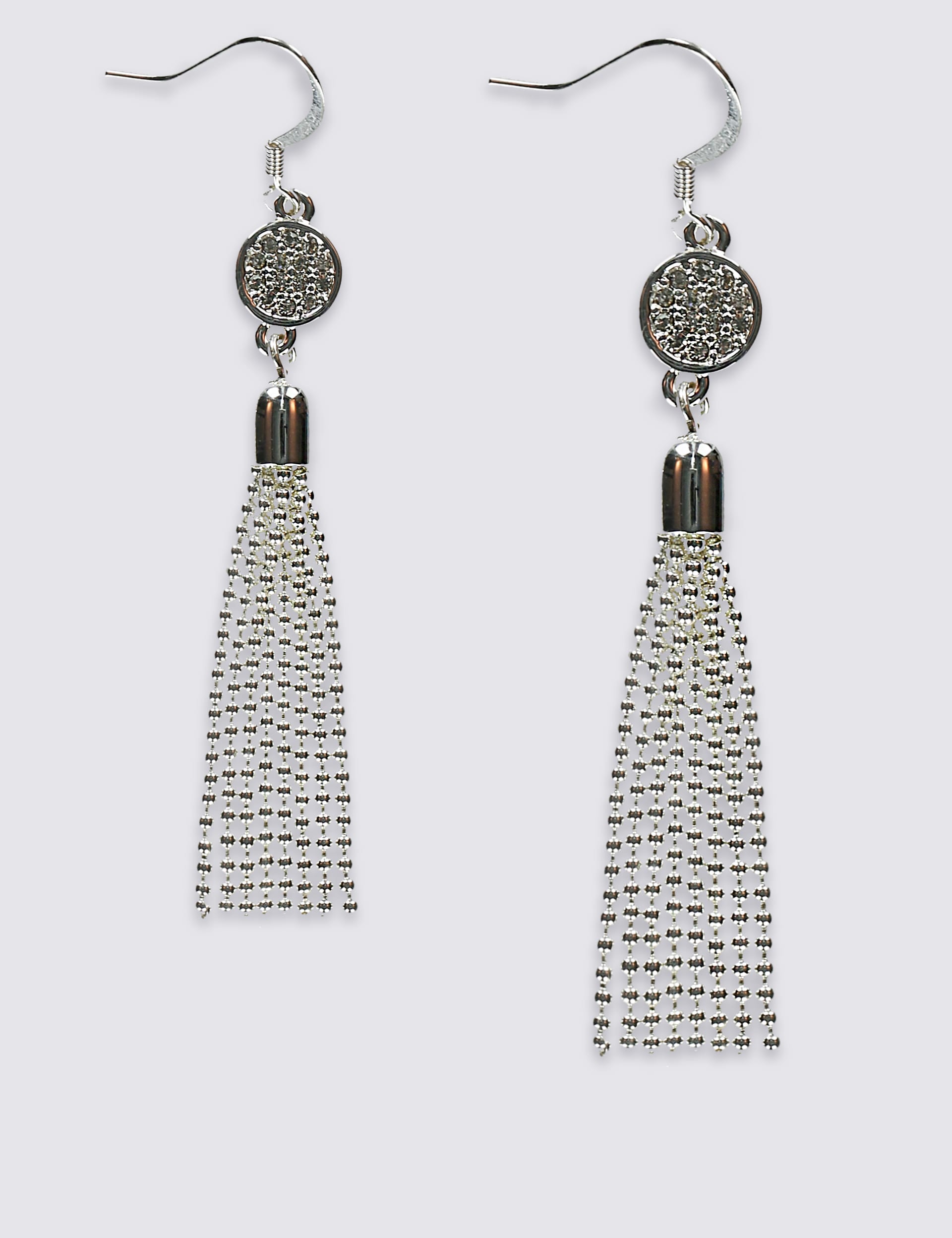 Silver Plated Tassel Drop Earrings Image 2 of 3