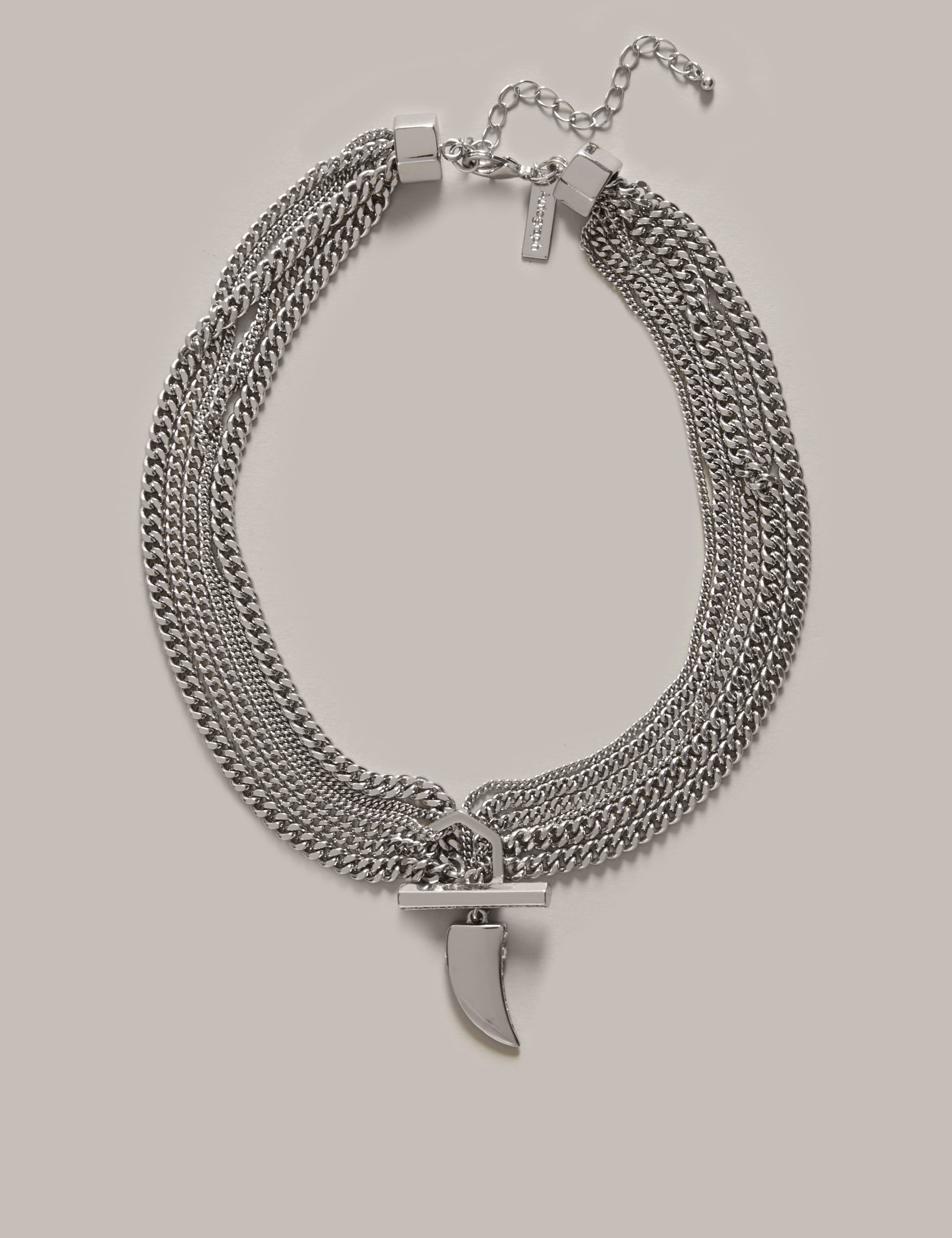 Metal Horn Diamanté Necklace Image 1 of 1