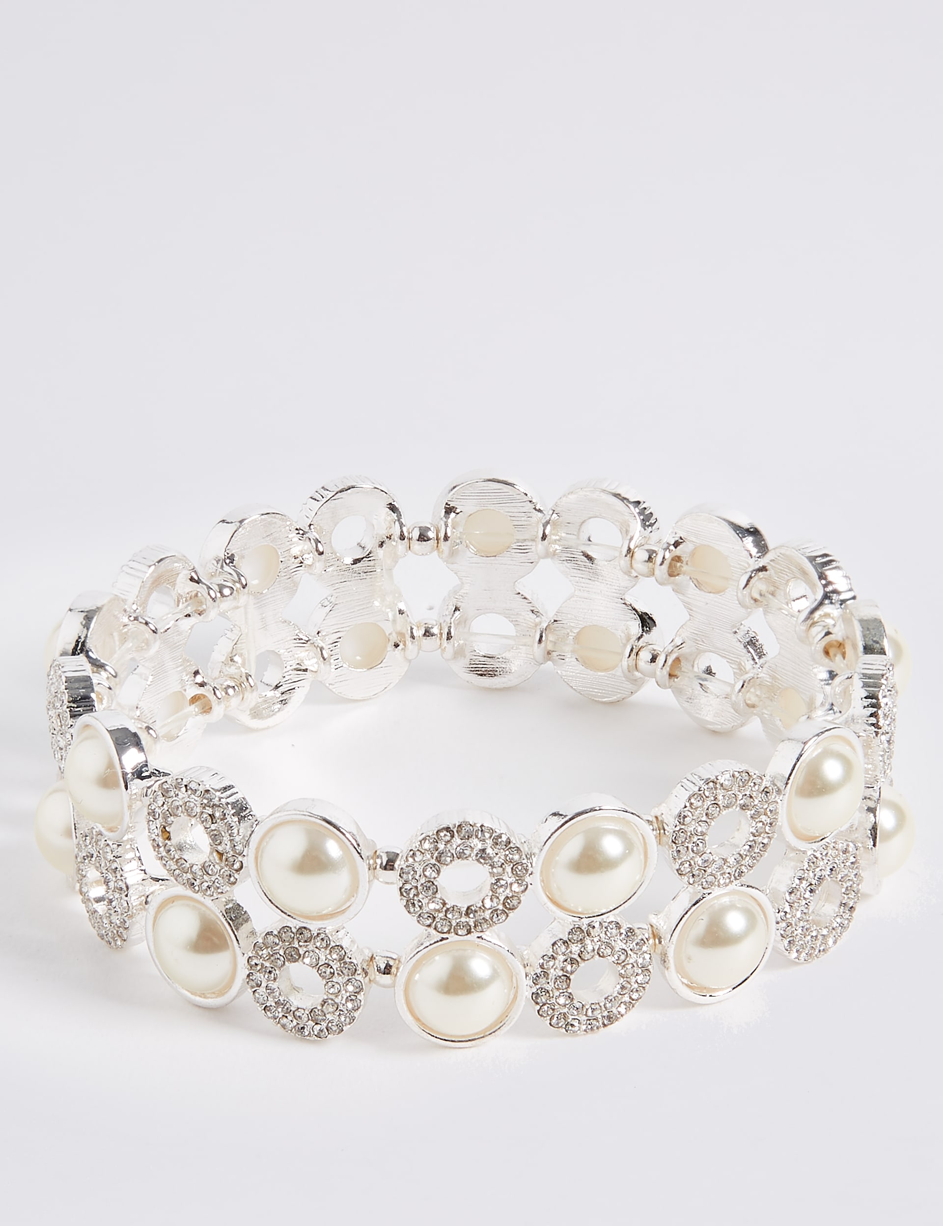Pearl Effect Pave Disc Bracelet Image 2 of 3