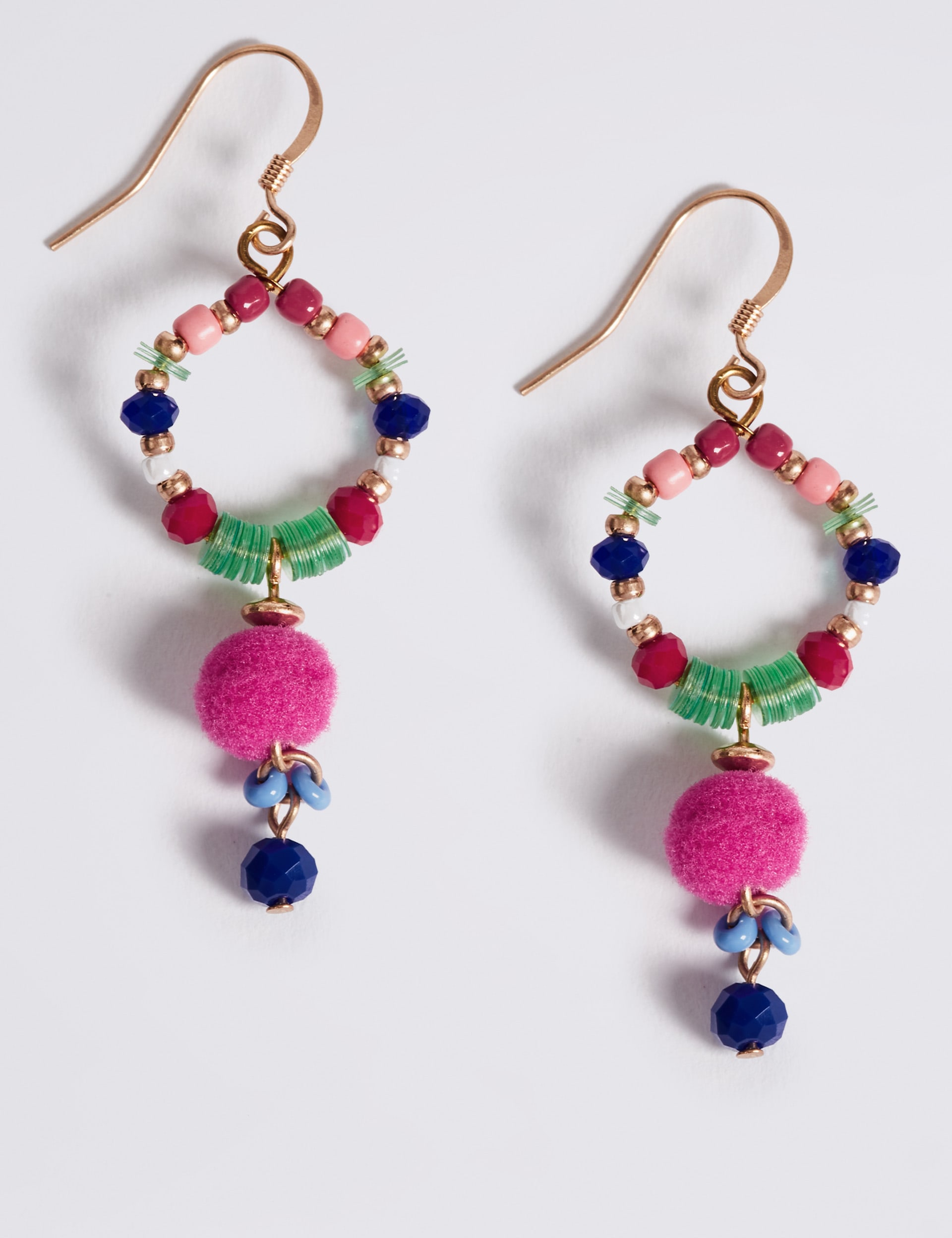 Pom Pom Drop Earrings Image 2 of 4