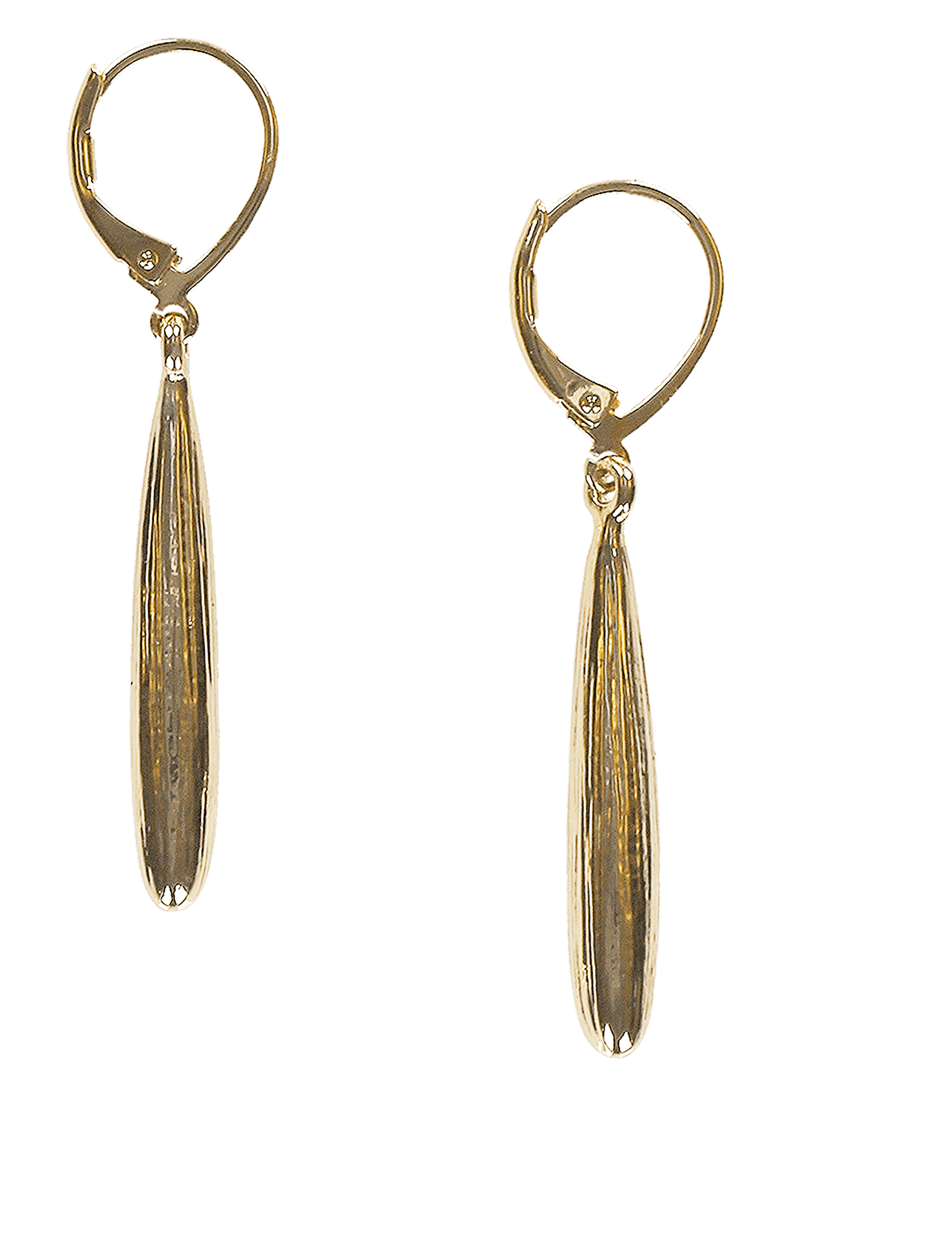 Gold Plated Slim Pear Drop Earrings Image 2 of 3