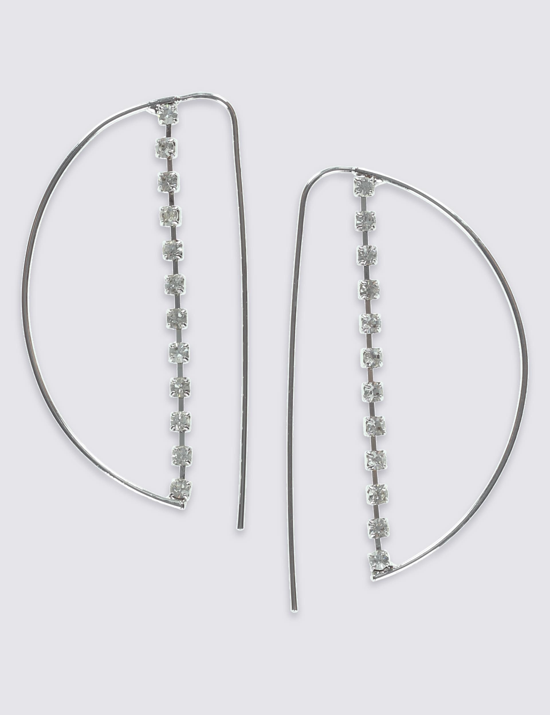 Cup Chain Half Moon Hoop Earrings Image 2 of 3