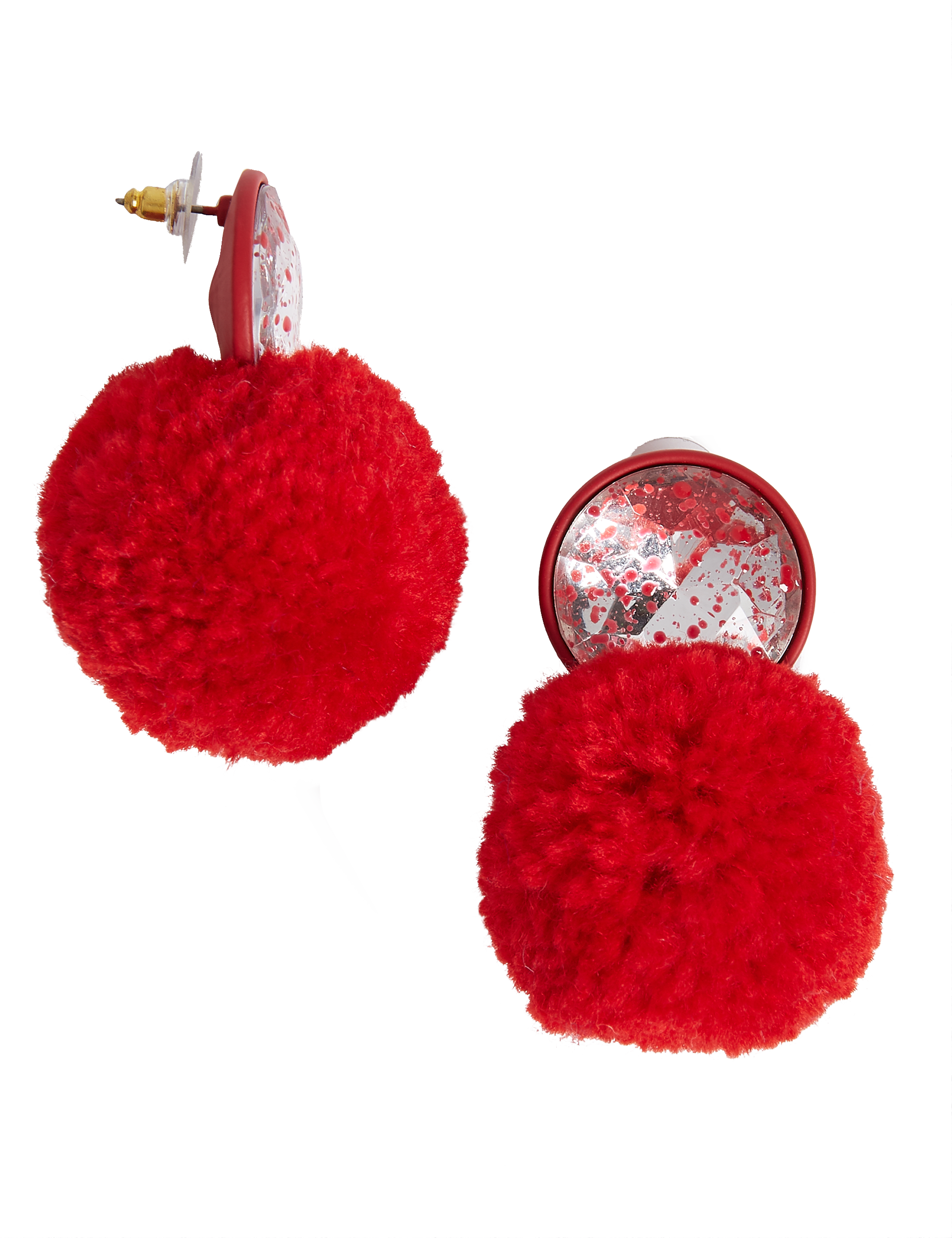 Pom Pom Drop Earrings Image 2 of 3