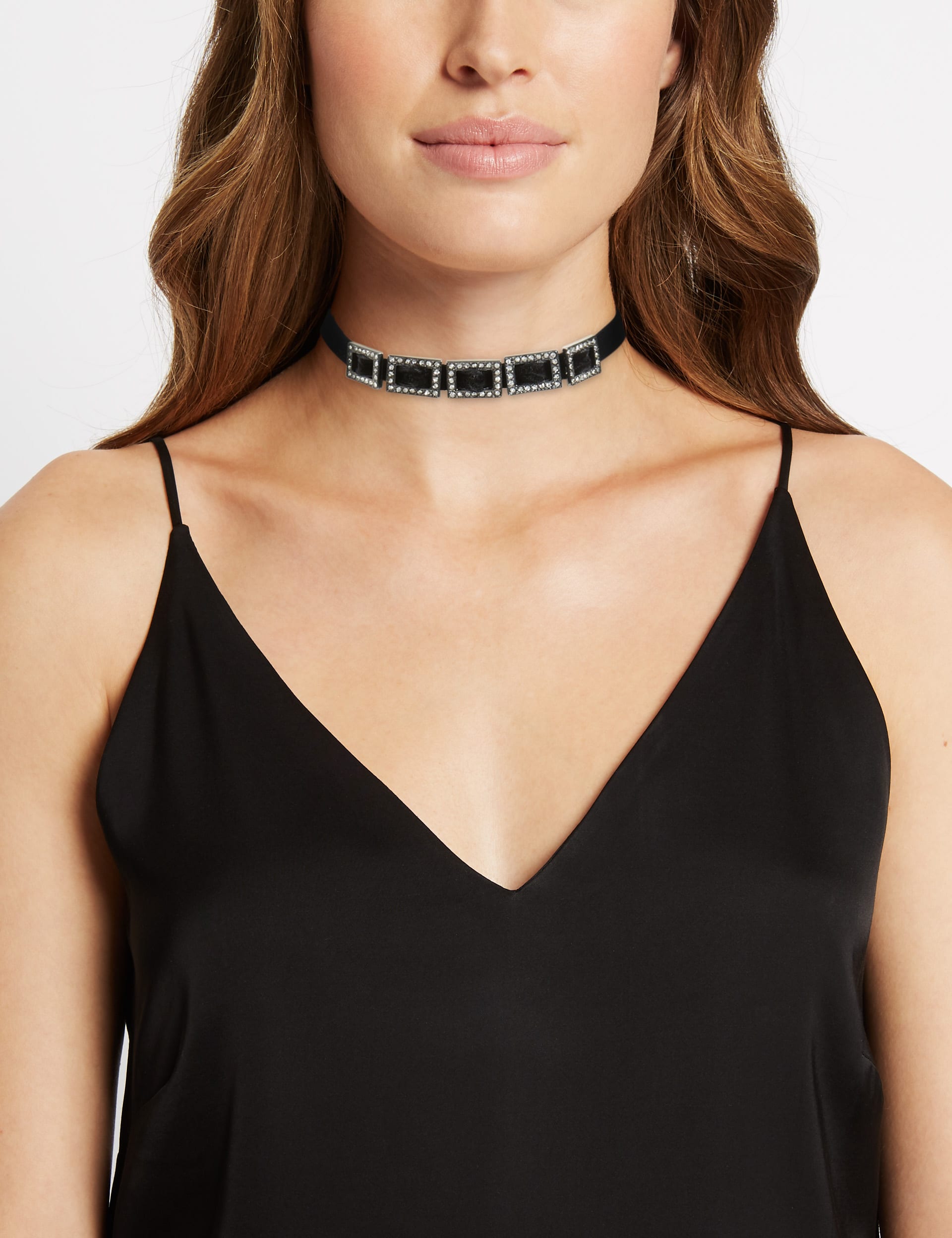 Rectangle Stone Choker Necklace M S Collection M S