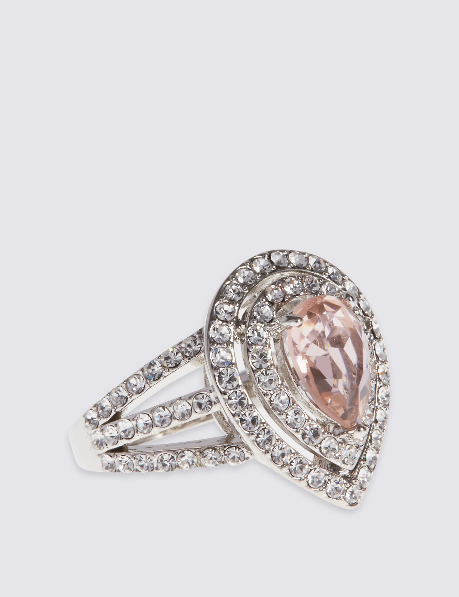 Platinum Plated Tear Drop Ring Image 2 of 4