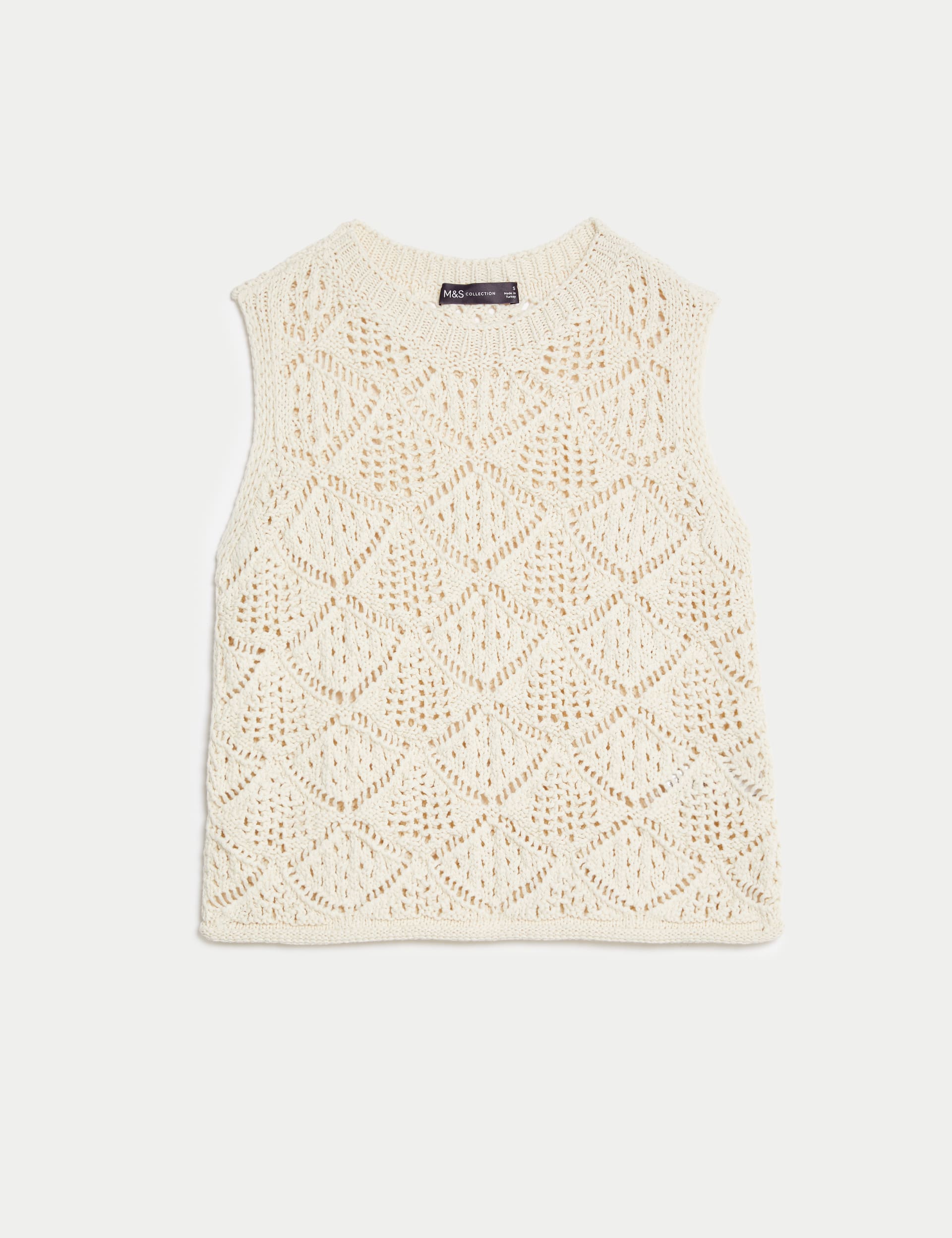 Cotton Blend Crew Neck Knitted Vest