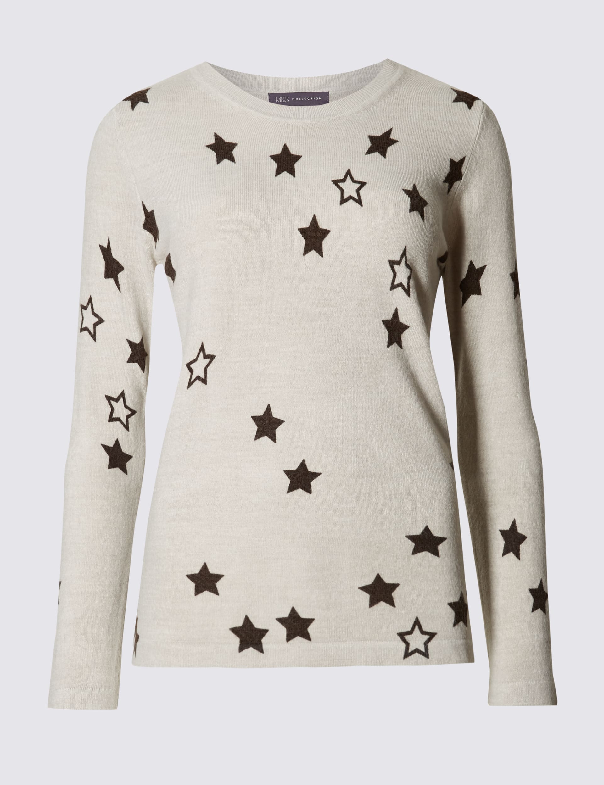 Star Print Crew Neck Jumper M S Collection M S