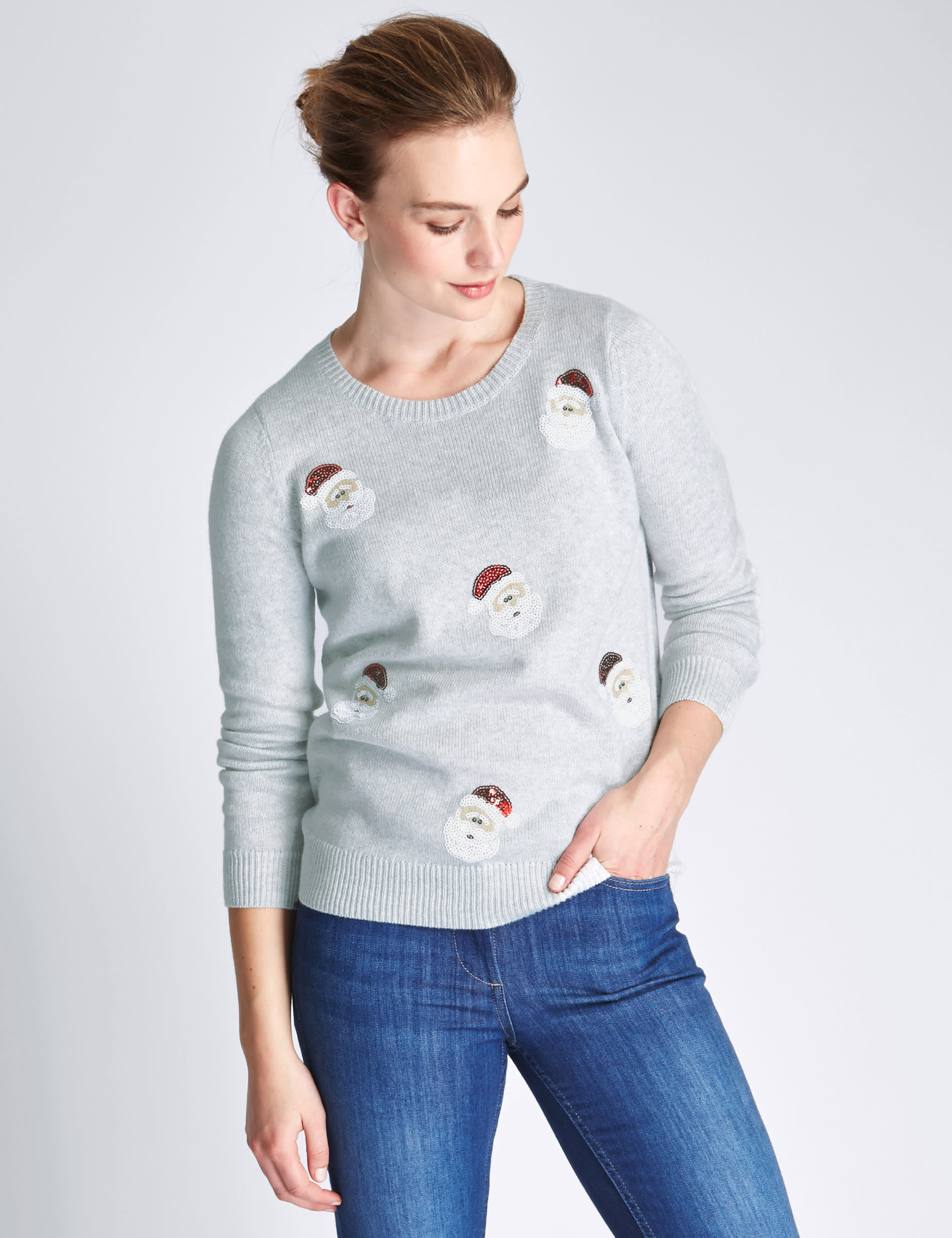 Sequin Embellished Santa Jumper Image 2 of 4