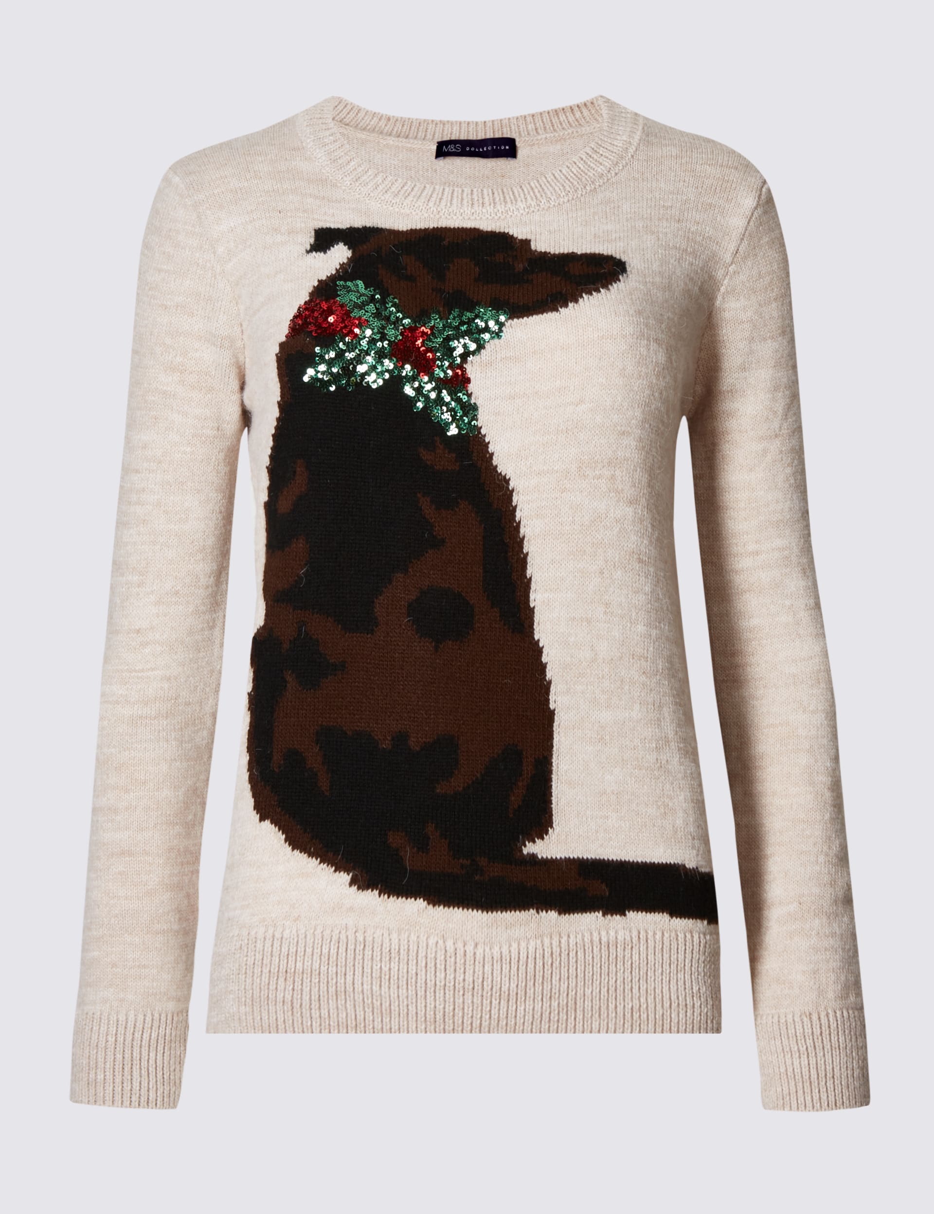 Embellished Dog Print Christmas Jumper M S Collection M S