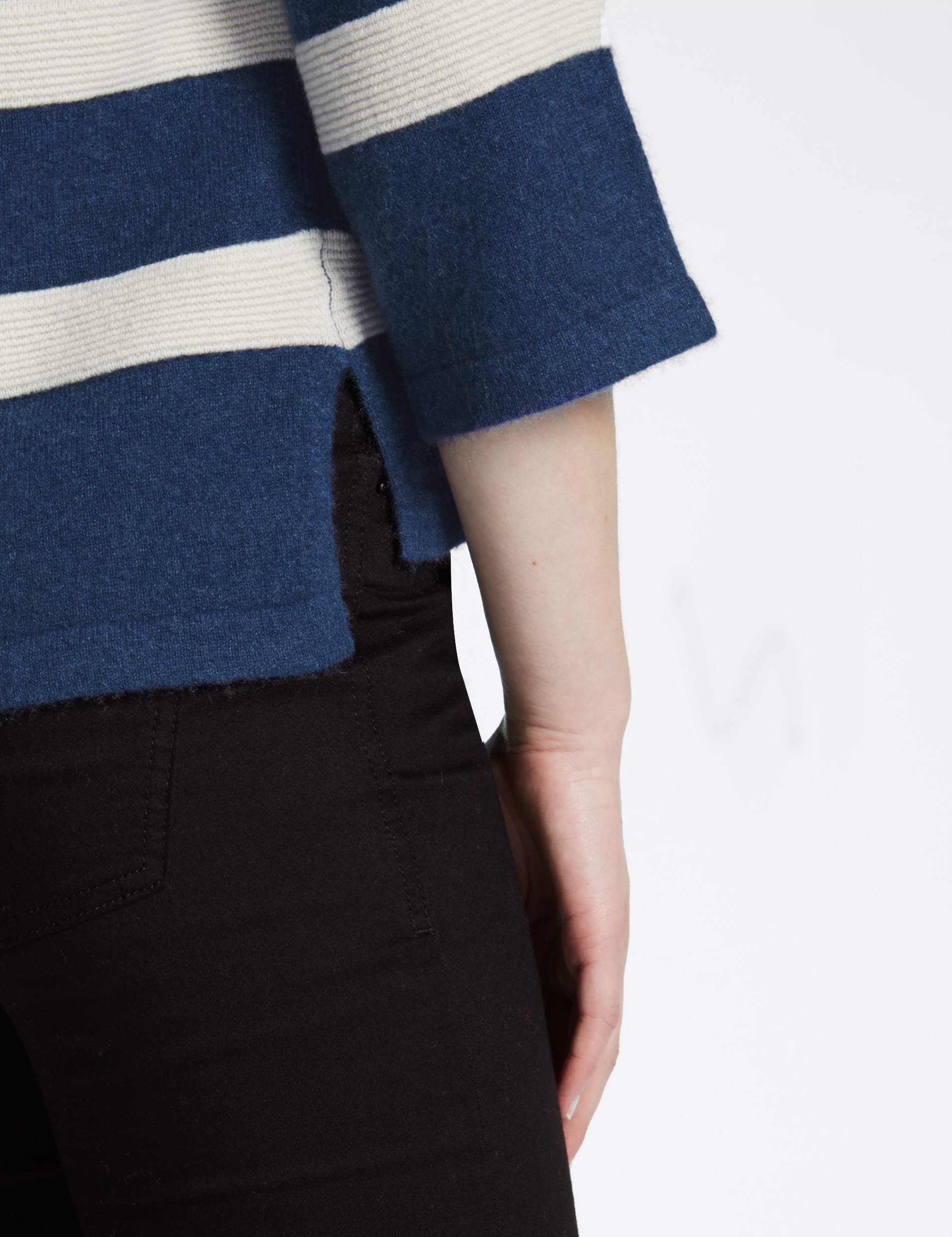 Pure Cashmere Ripple Stitch Striped Jumper Image 2 of 4