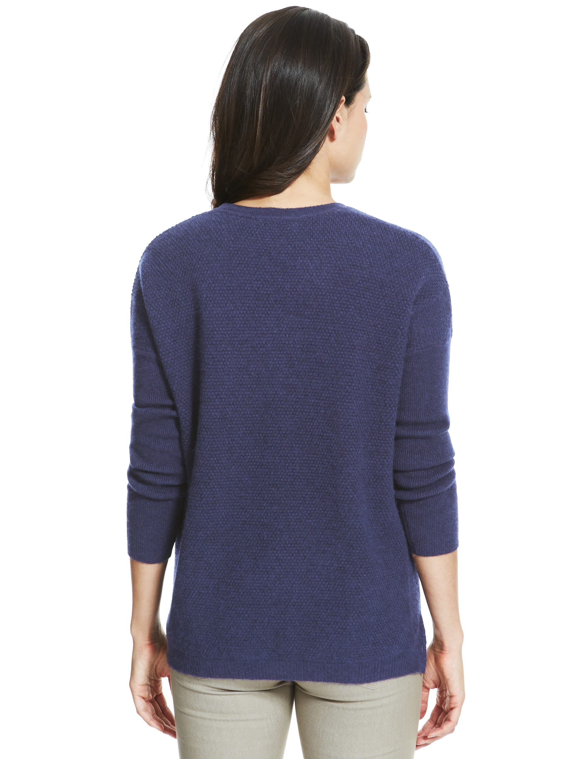 Pure Cashmere Tuck Stitched Boxy Jumper Image 2 of 4