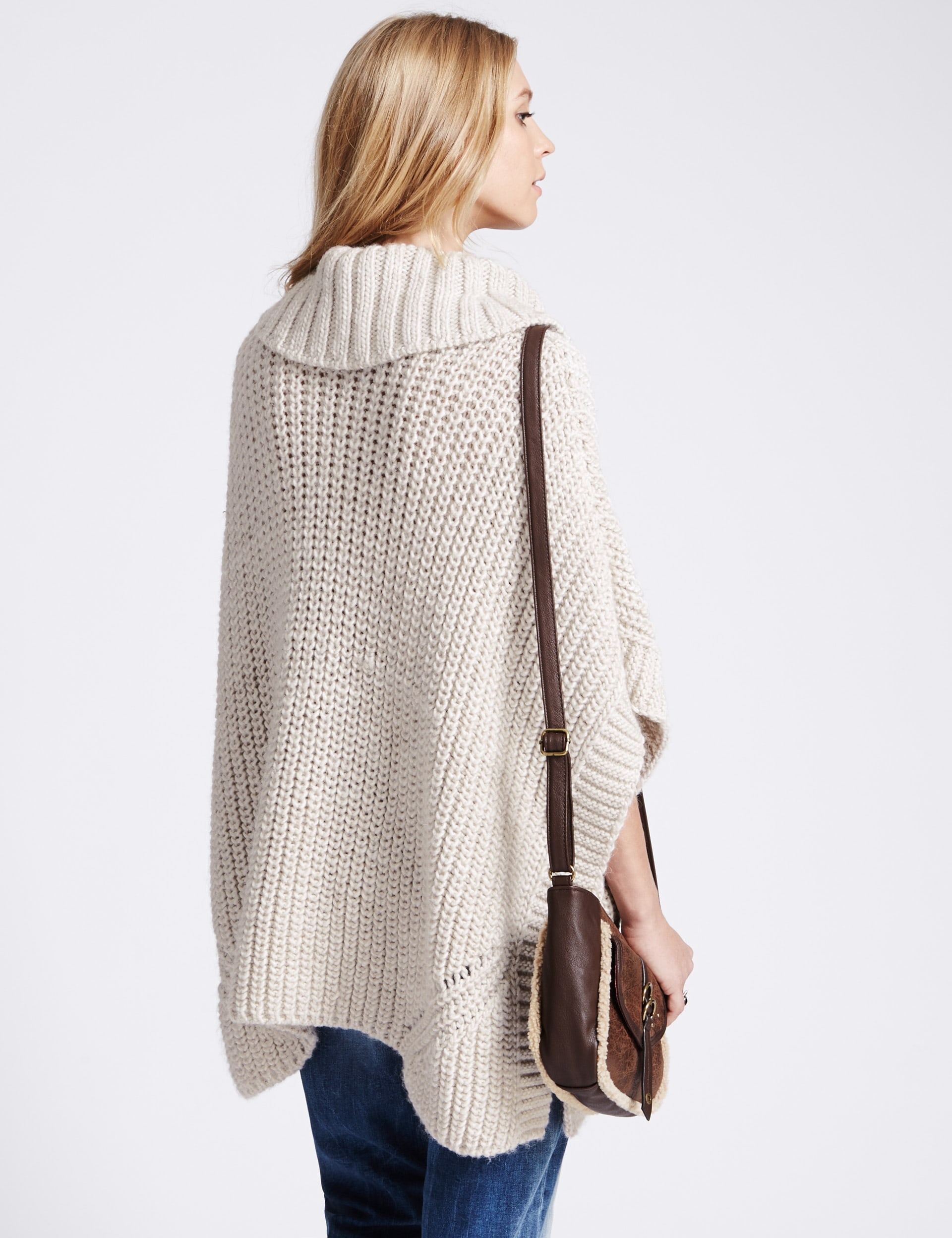 3/4 Sleeve Poncho with Wool Image 2 of 4