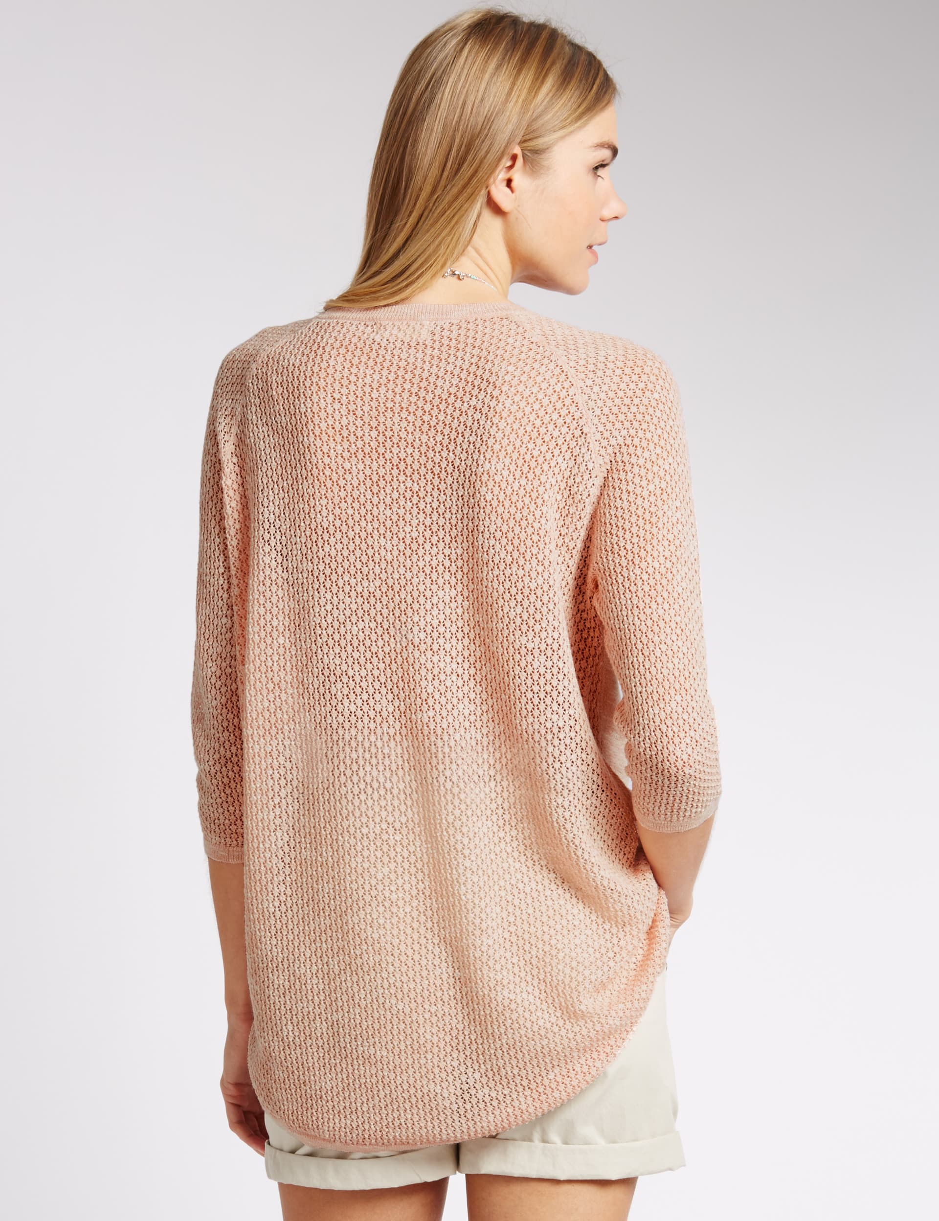 3/4 Sleeve Oversized Pointelle Jumper Image 2 of 4