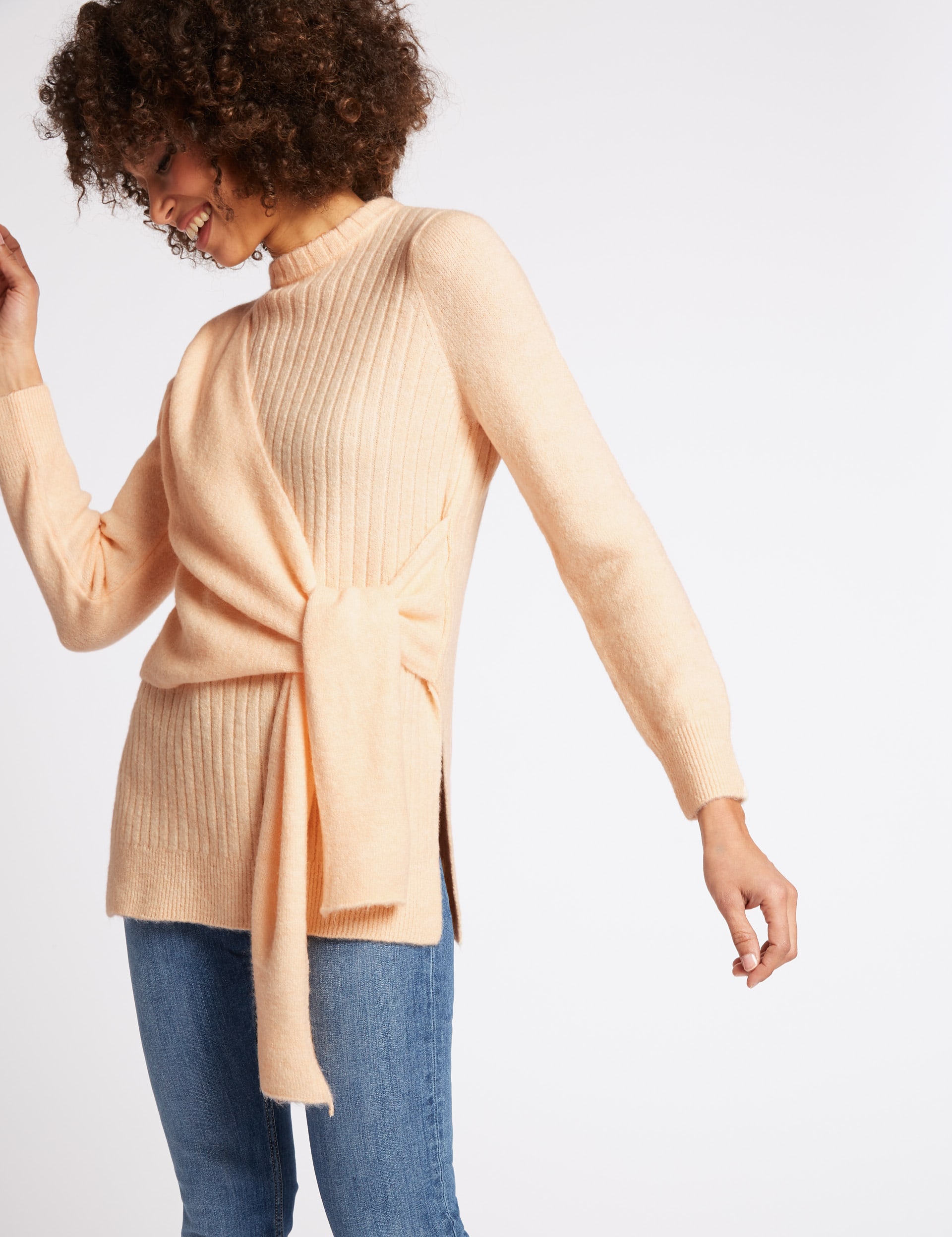 Tie Front Round Neck Jumper Image 2 of 6