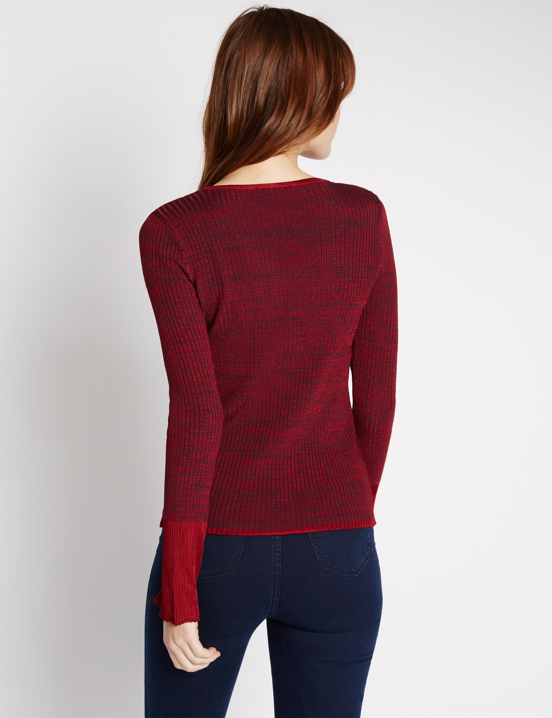 Space Dye Fluted Sleeve Jumper Image 2 of 5