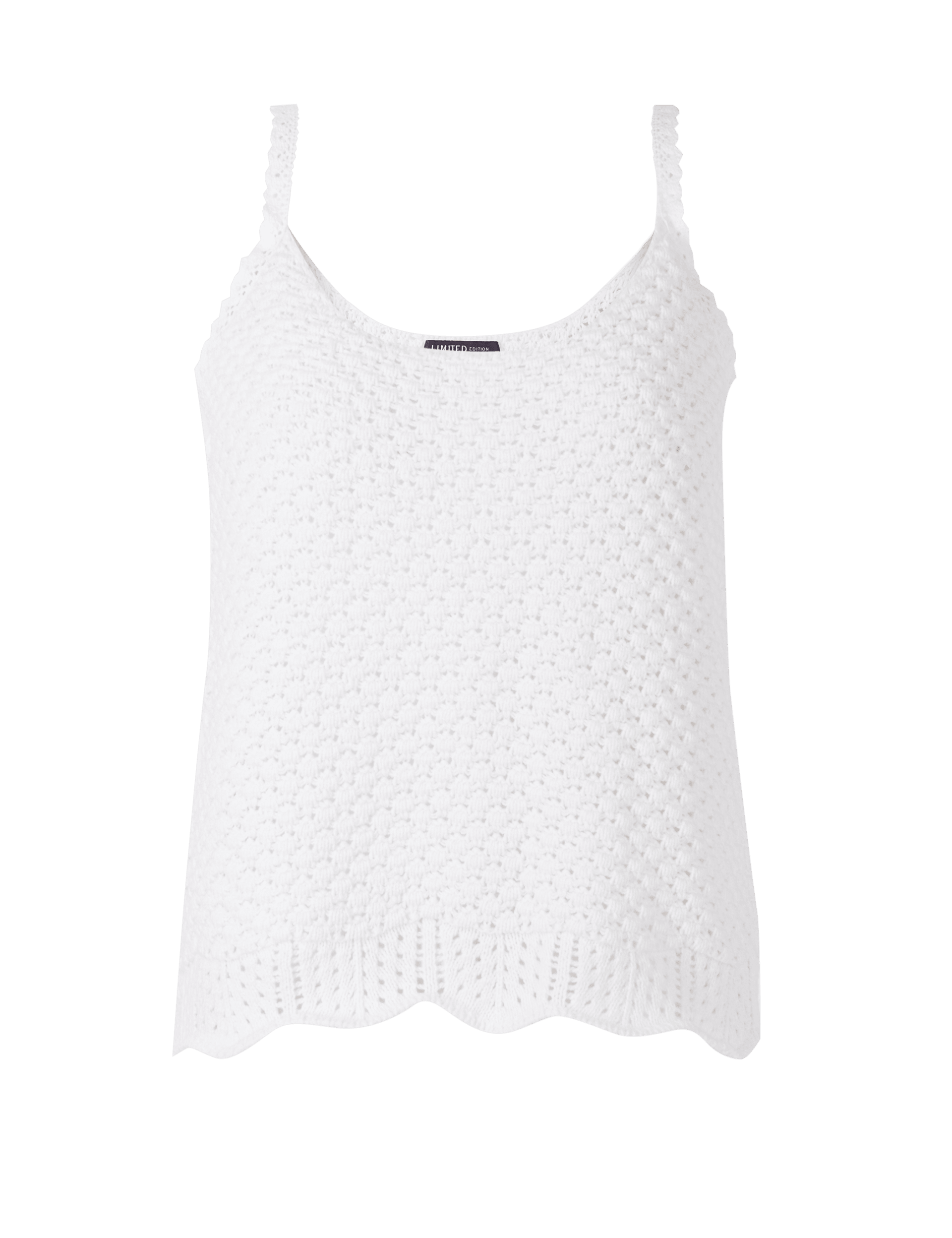 Cotton Rich Textured Crochet Strap Vest Top Image 2 of 6