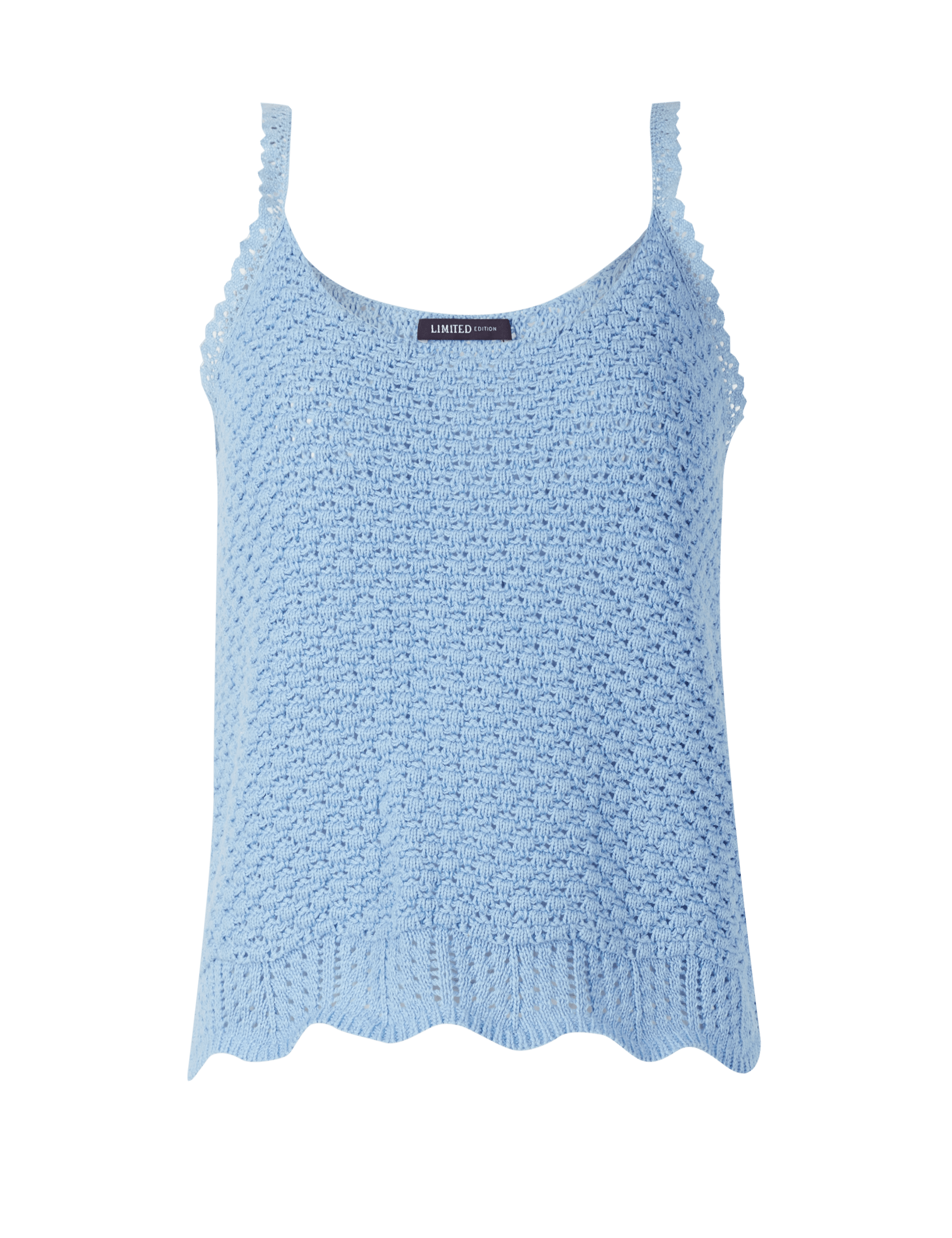 Cotton Rich Textured Crochet Strap Vest Top Image 2 of 6