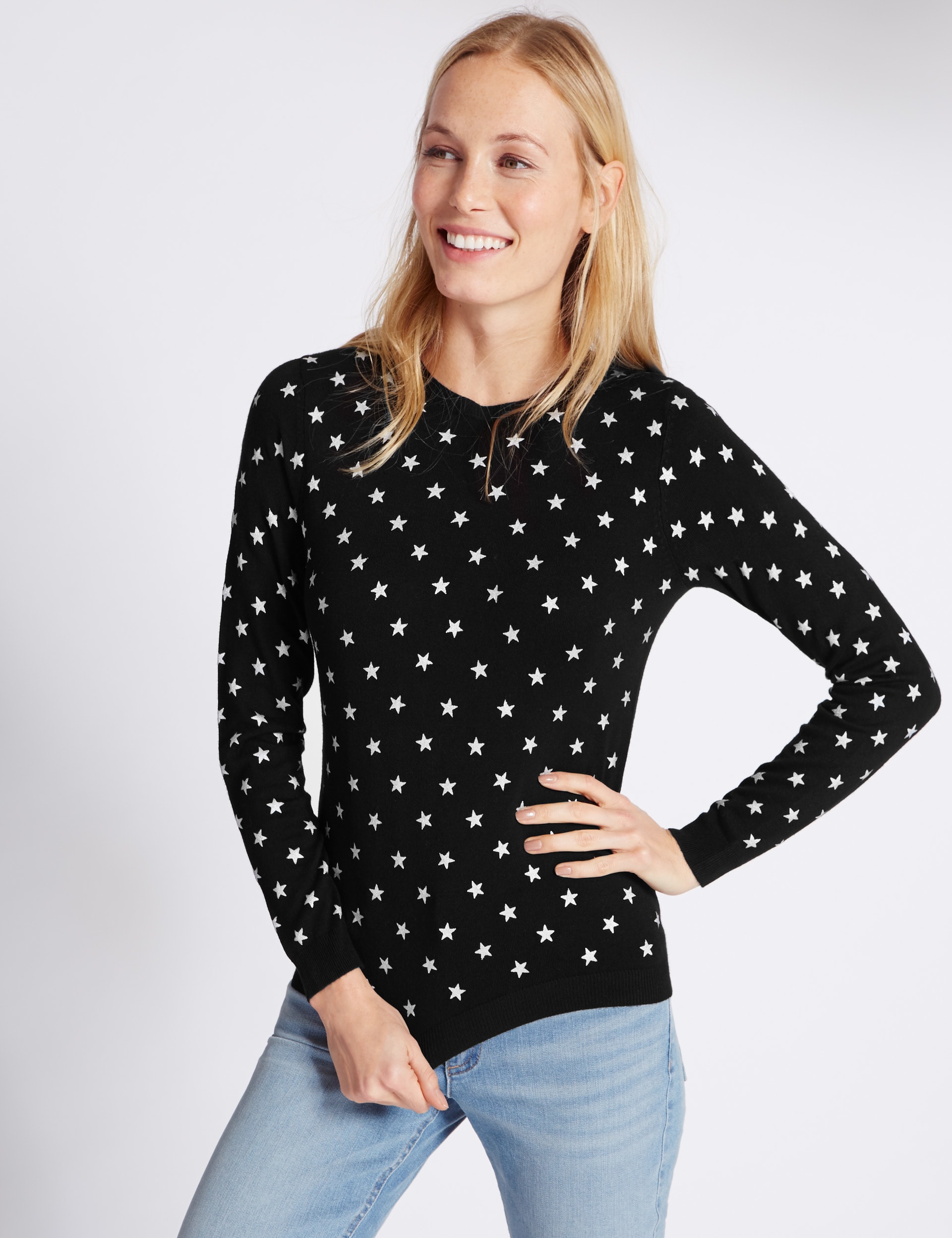 Star Print Crew Neck Jumper Image 2 of 5