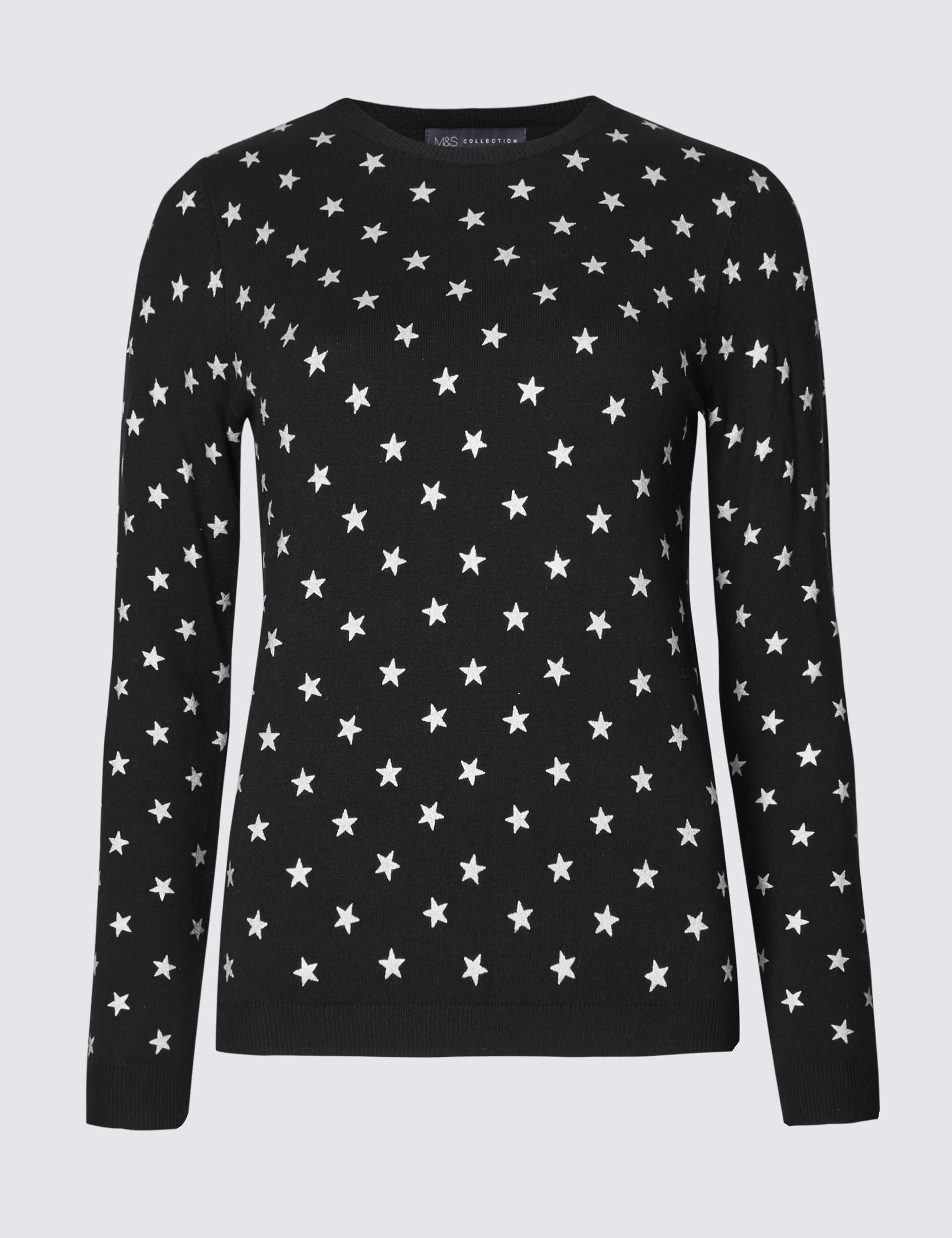 Star Print Crew Neck Jumper M S Collection M S