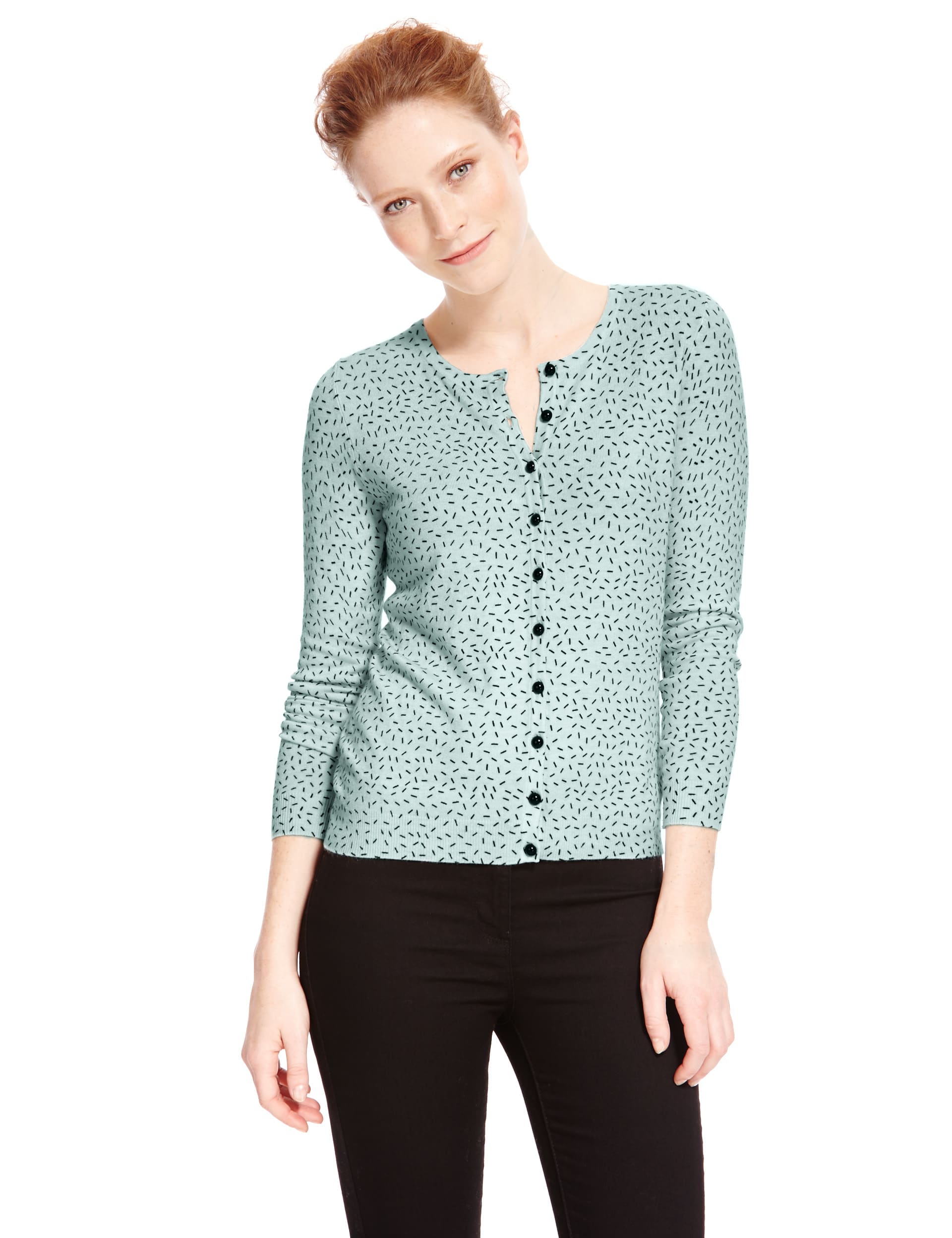 Bobble Button Tic Tac Print Cardigan Image 2 of 4