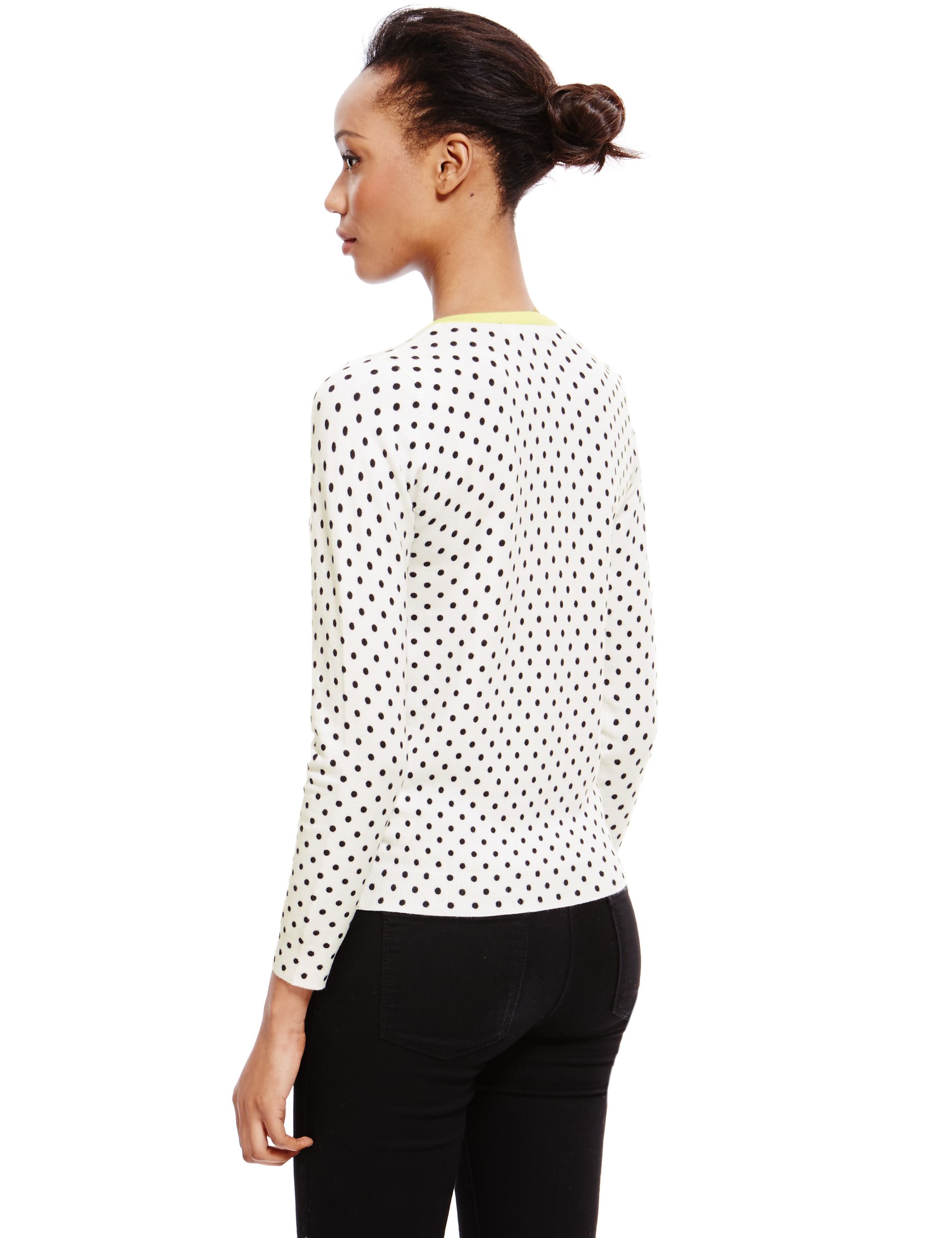 Bobble Button Tipped Spotted Cardigan Image 2 of 4