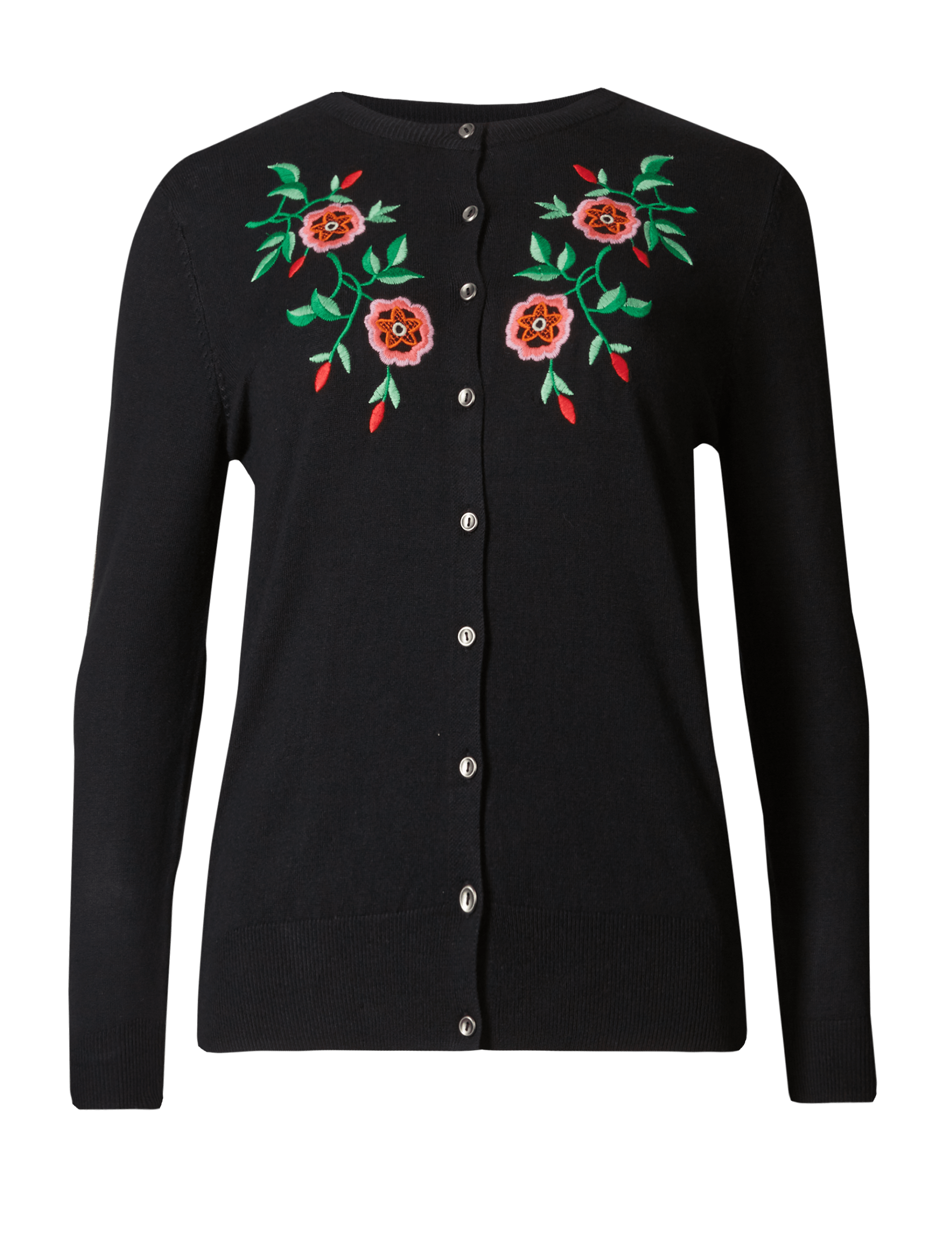Embroidered Round Neck Cardigan Image 2 of 5