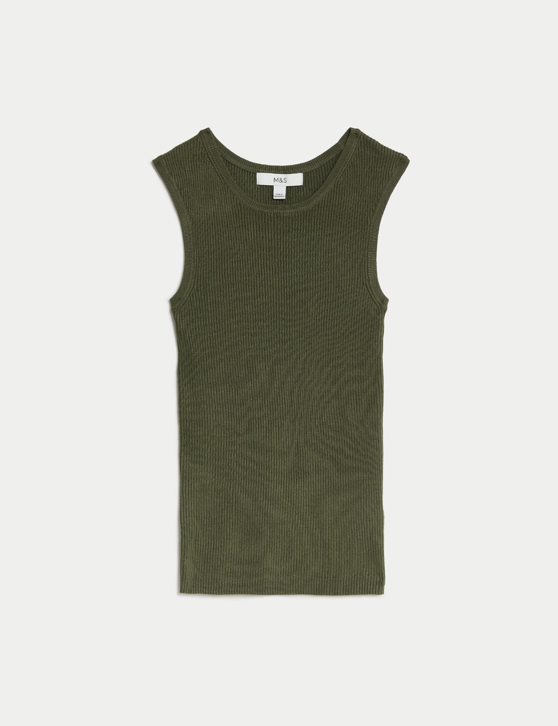 Ribbed Crew Neck Knitted Vest