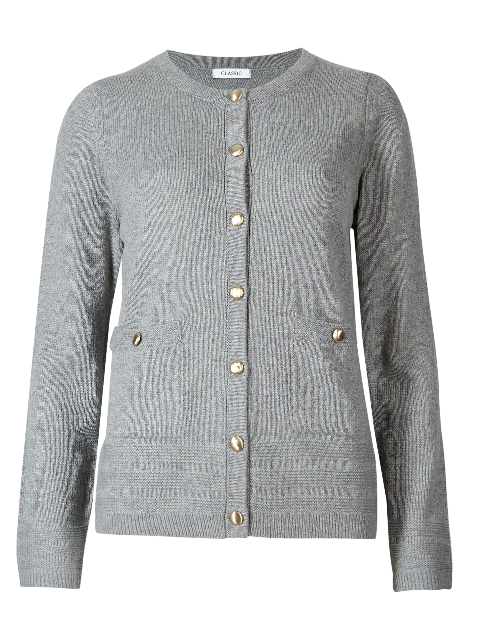 Lambswool Blend Round Neck Cardigan Image 2 of 6