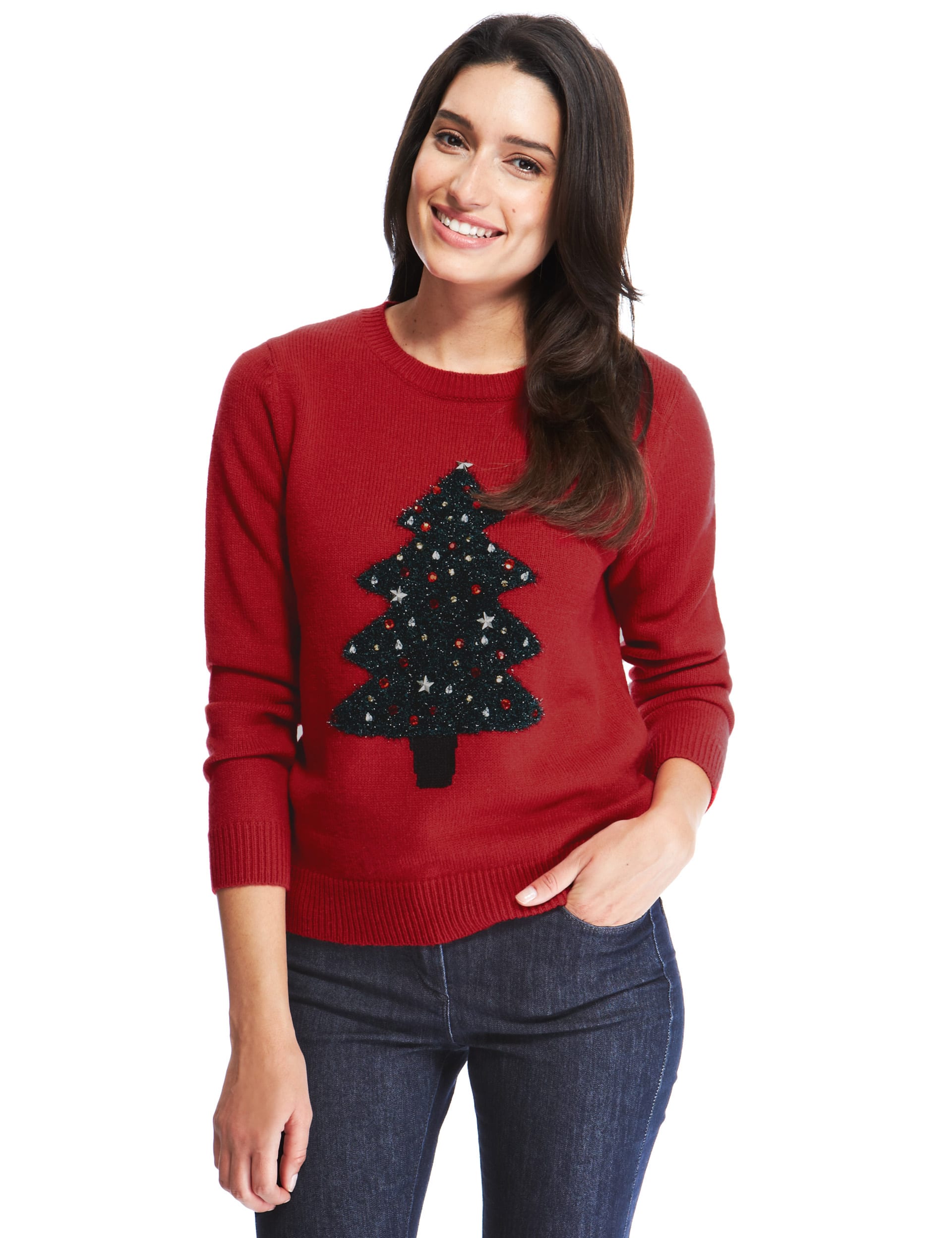 Textured Christmas Tree Jumper Image 2 of 4