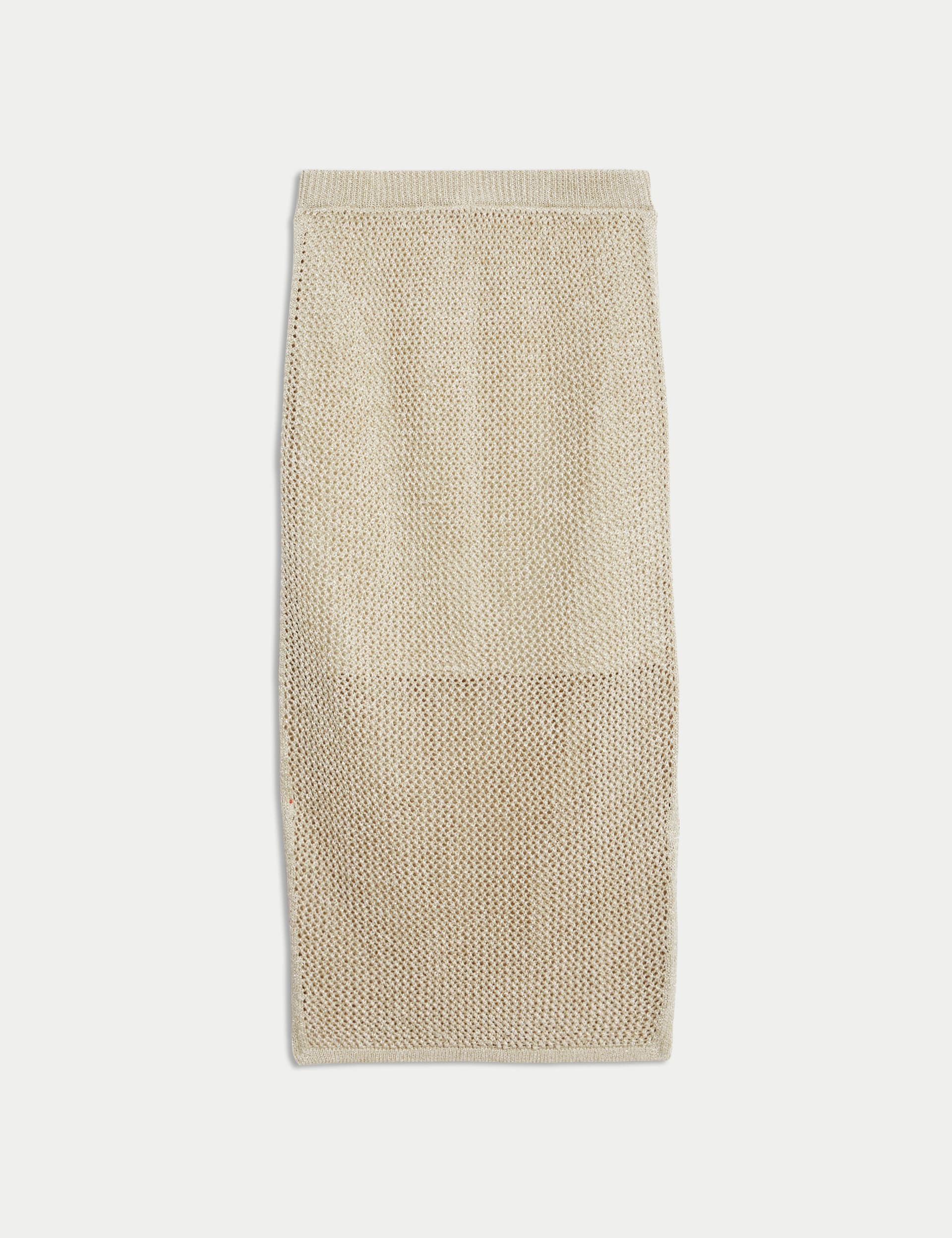 Cotton Rich Textured Knitted Midi Skirt
