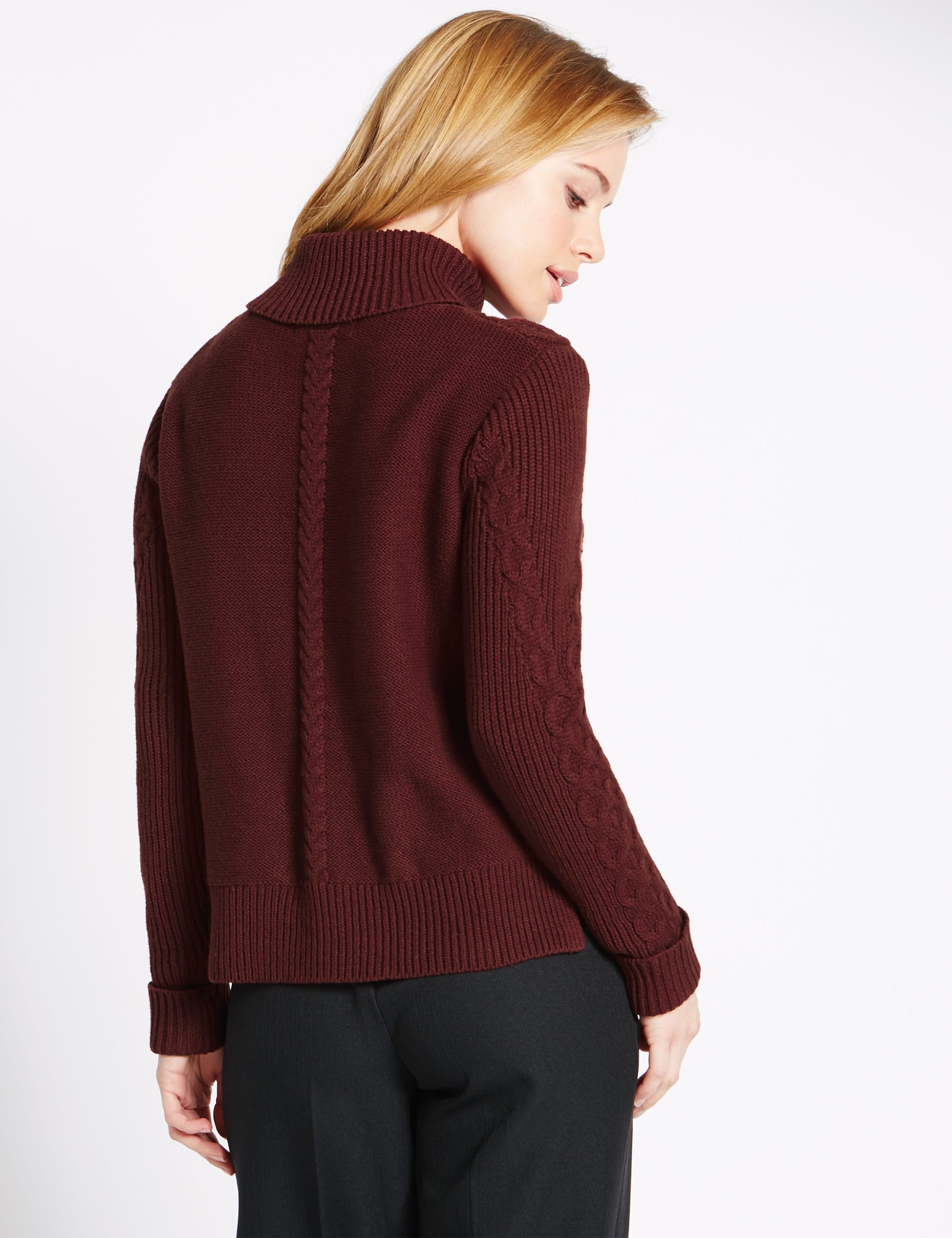 PETITE Cropped Cable Knit Jumper Image 2 of 5