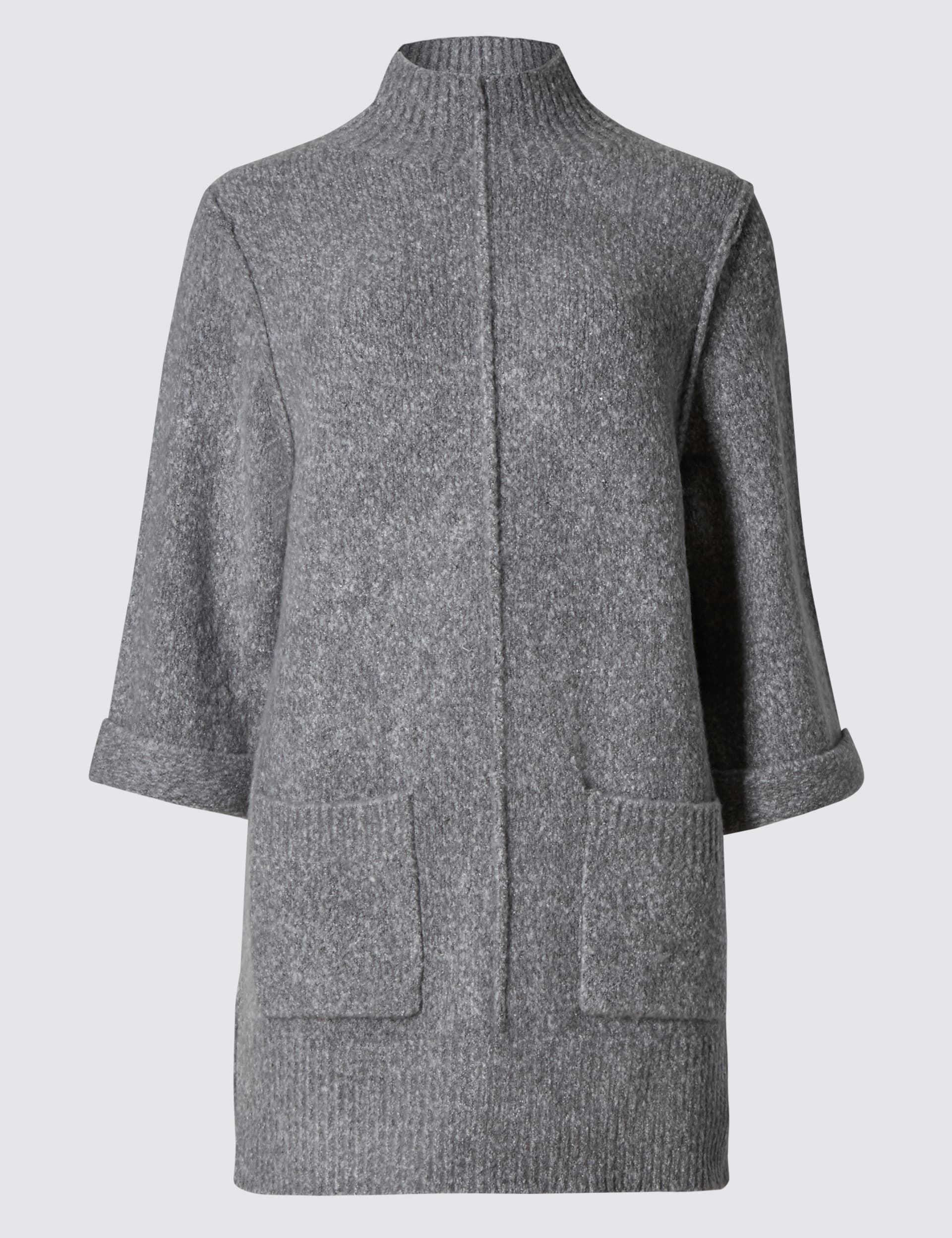 Tweed Funnel Neck 2 Pocket Tunic Jumper Image 2 of 5