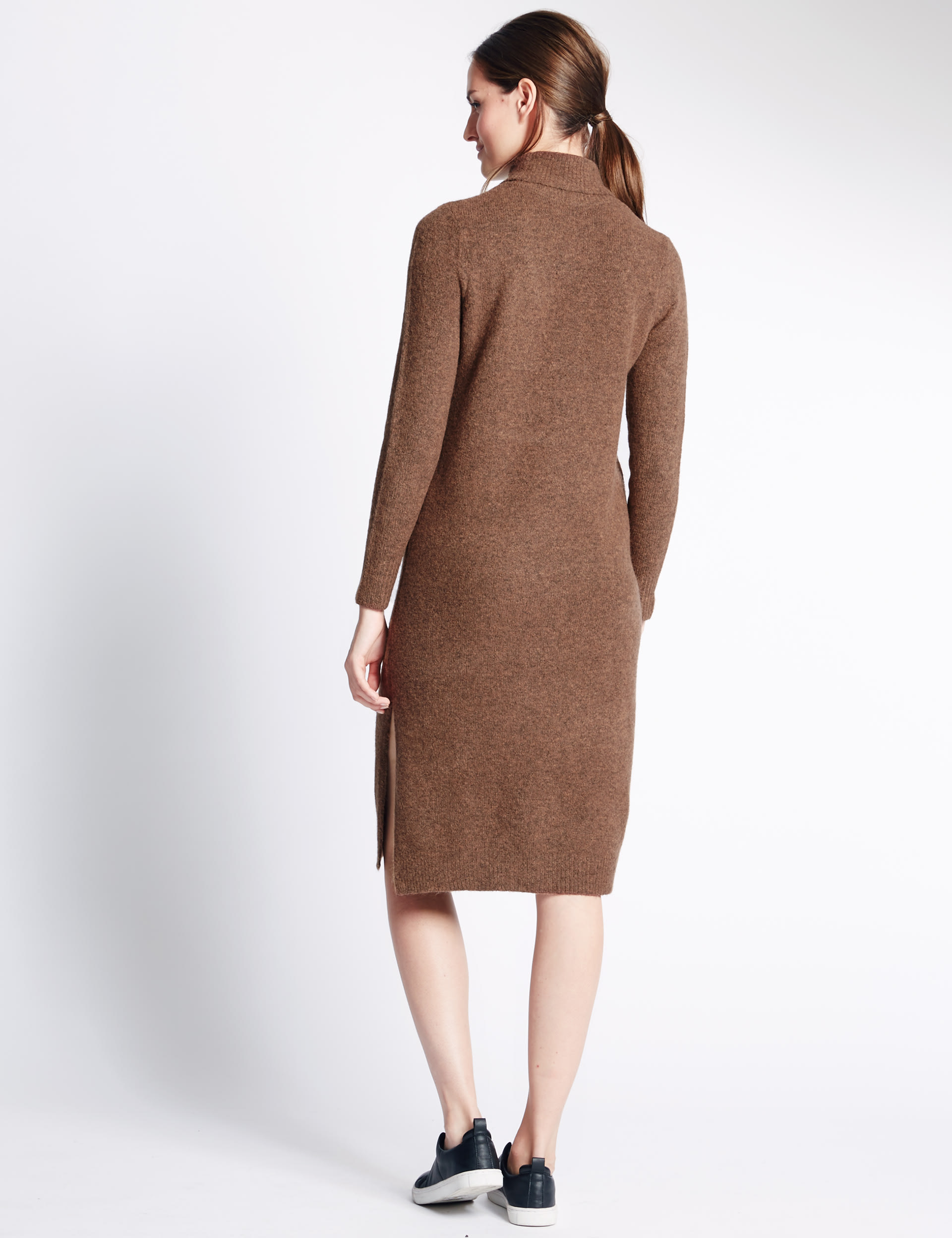 Side Split Polo Neck Jumper Dress Image 2 of 5